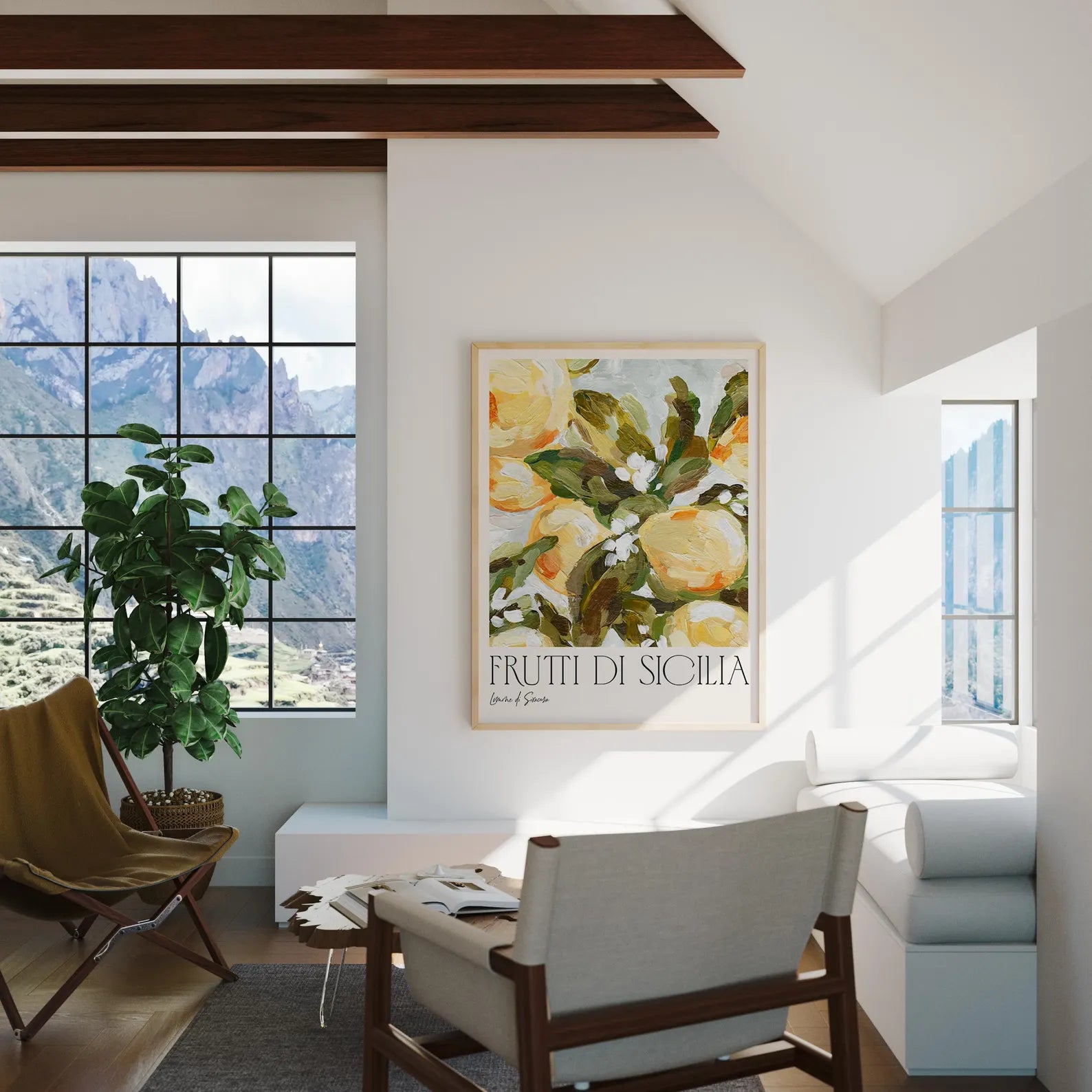 Vertical 3x4 Living Room Wall Frame Mockup With Sunlight