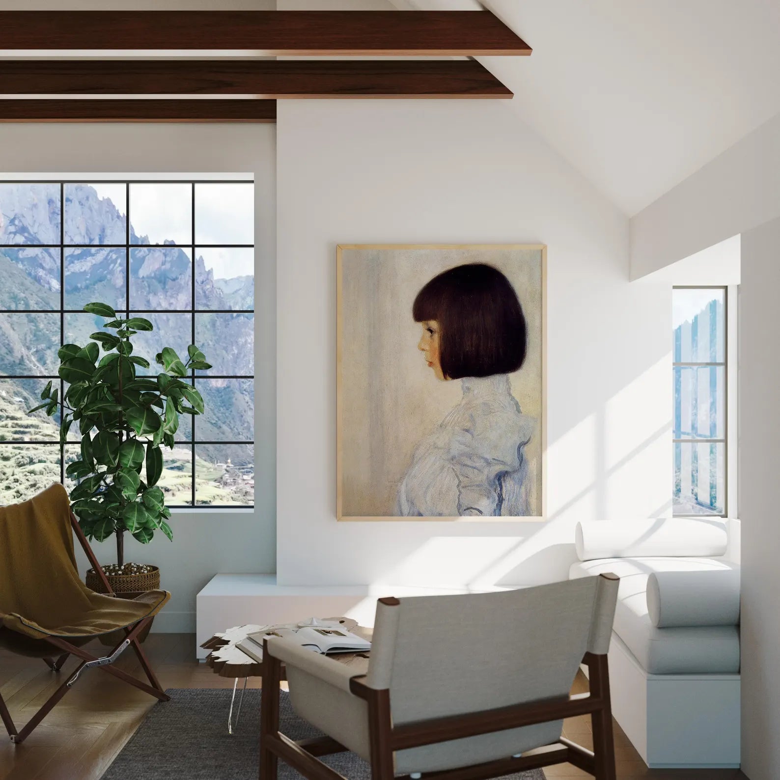 Vertical 3x4 Living Room Wall Frame Mockup With Sunlight