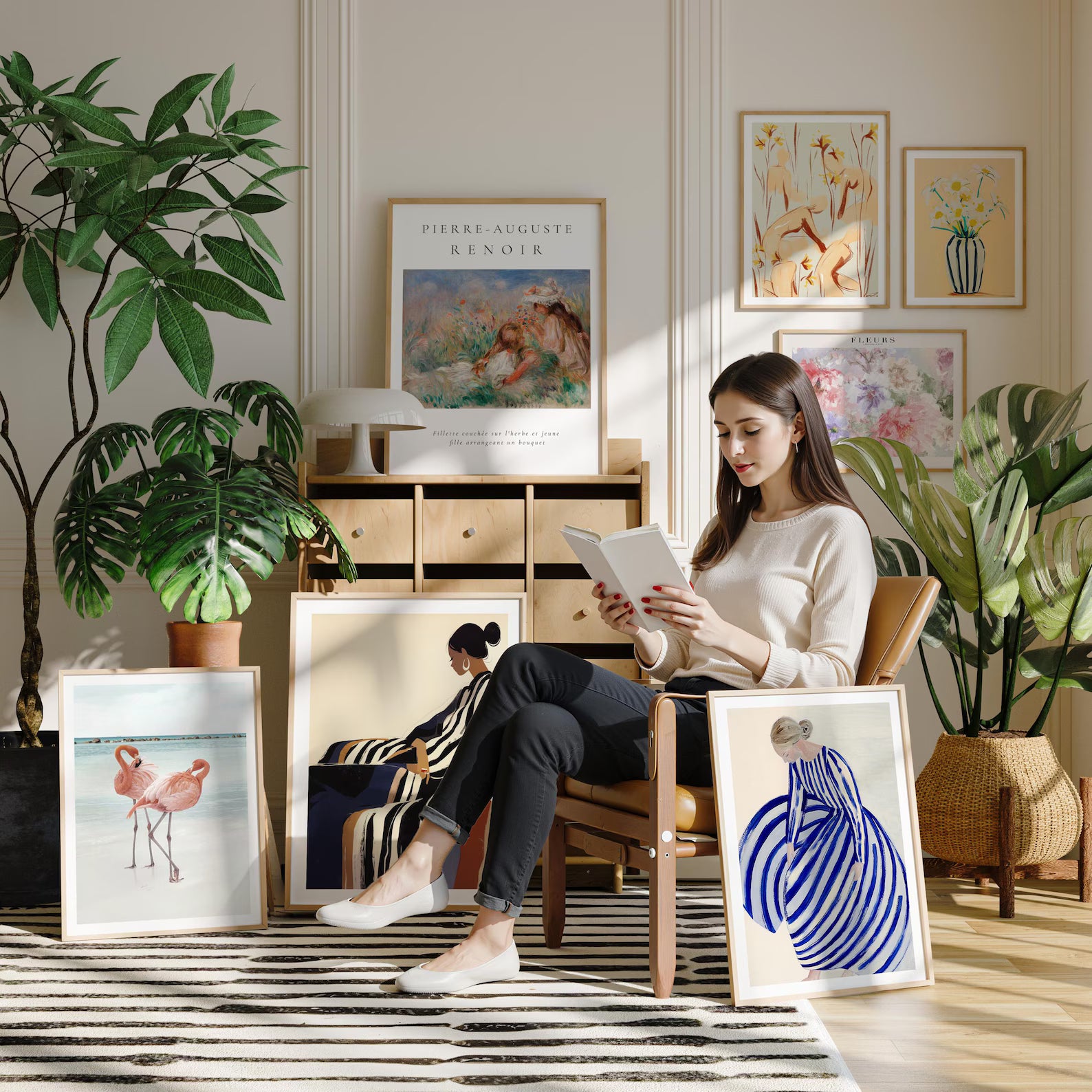 7 Frames 3x4 Mockup With Sunlight And With Person