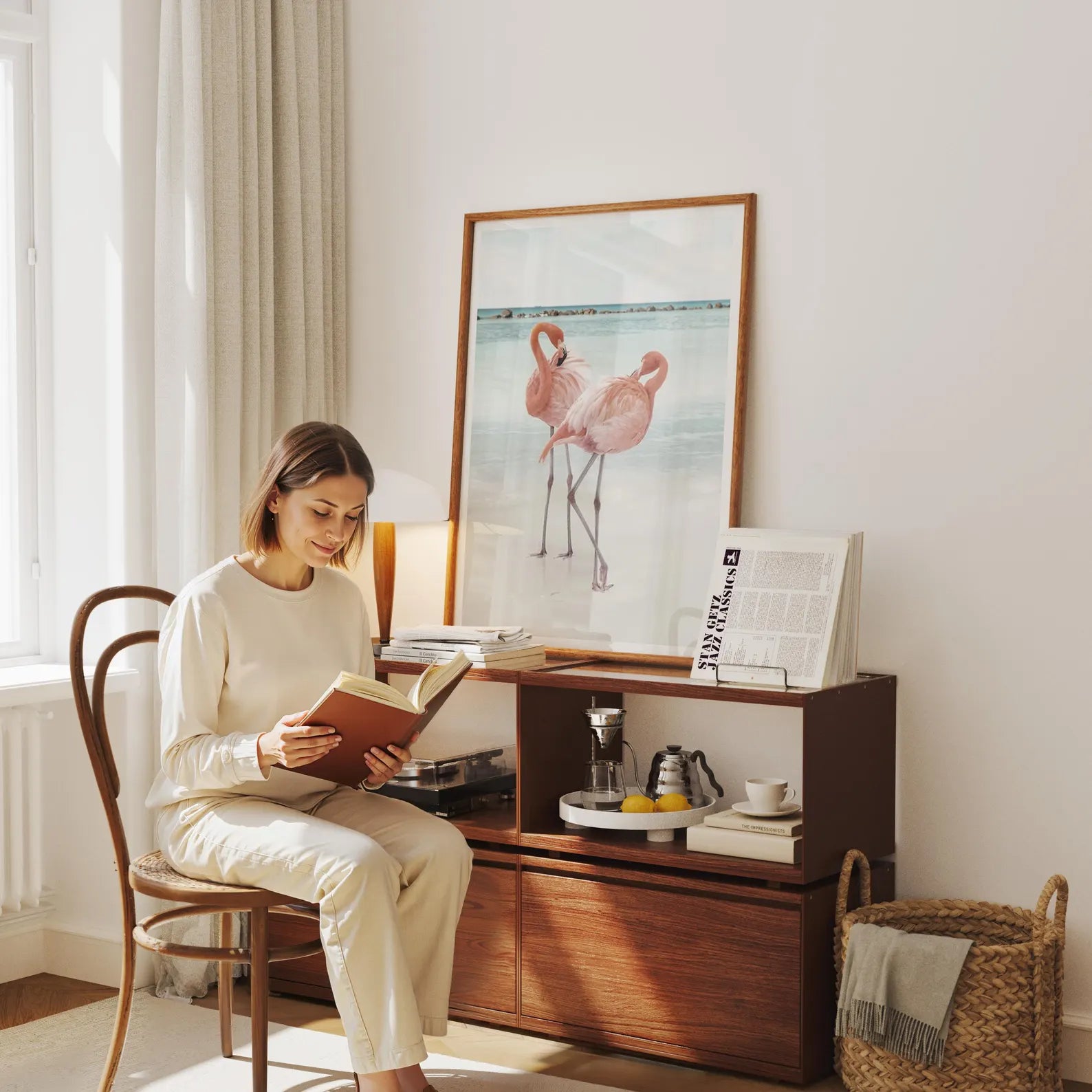 Vertical 3x4 Frame Mockup With Reflection And With Person