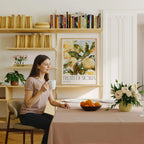 Vertical 3x4 Dining Table Frame Mockup With Person