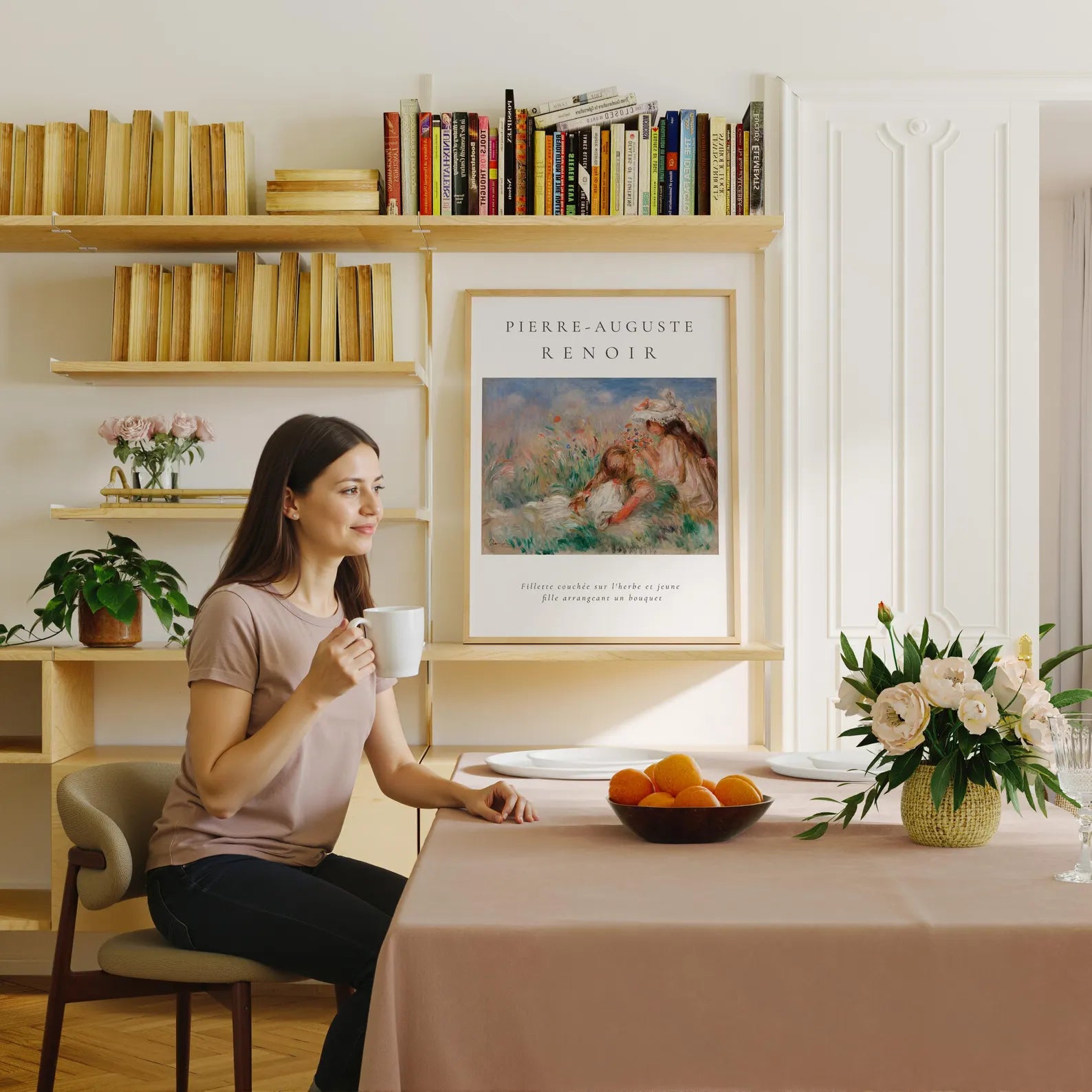 Vertical 3x4 Dining Table Frame Mockup With Person