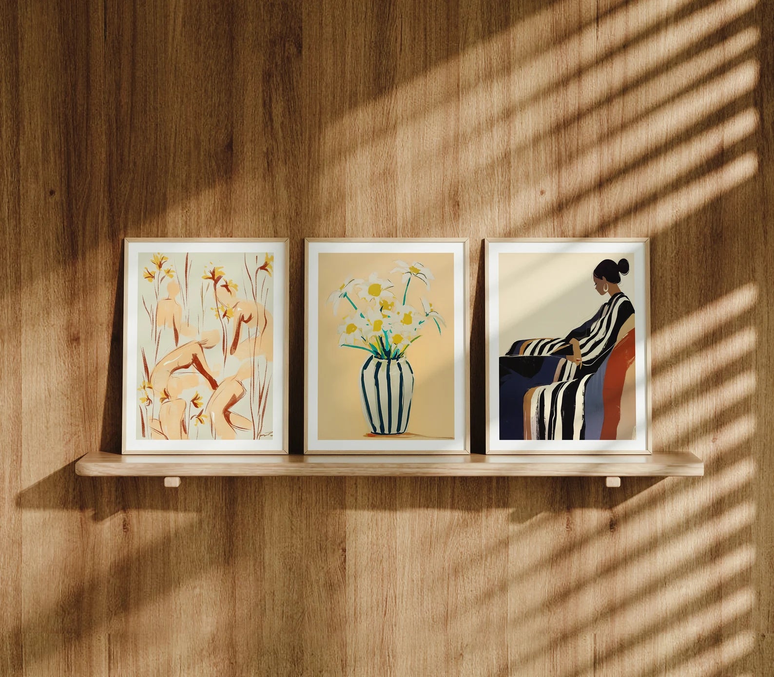 3 Vertical 3x4 Frames Mockup With Sunlight