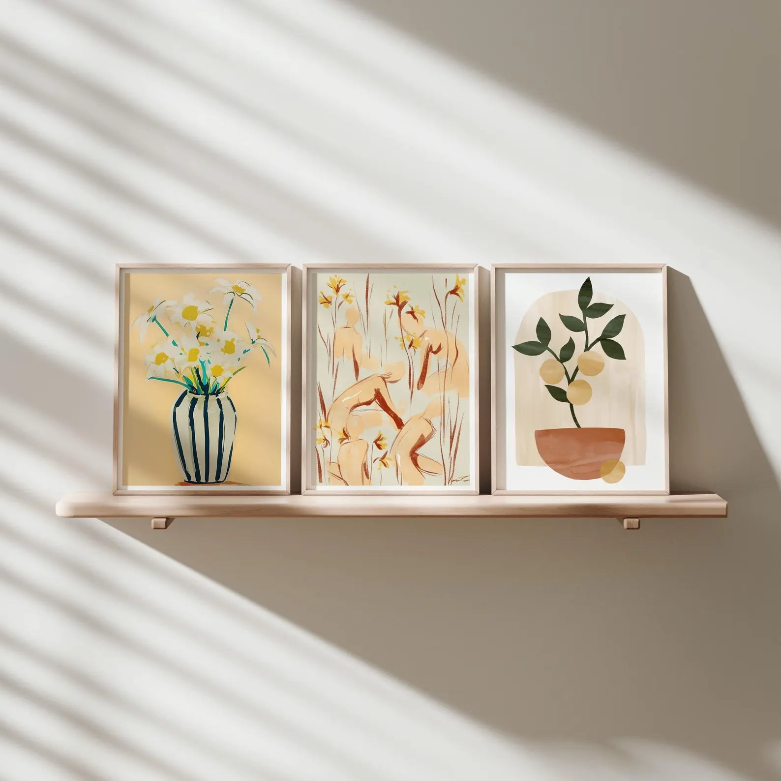 3 Vertical 3x4 Frames Mockup With Sunlight