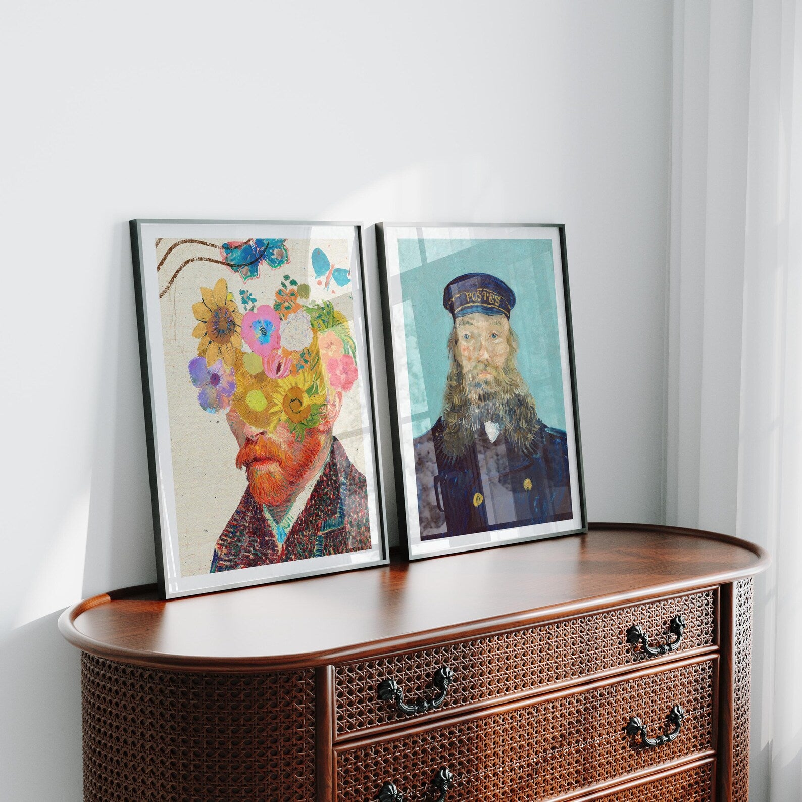 2 Vertical 3x4 Frames Mockup With Reflection