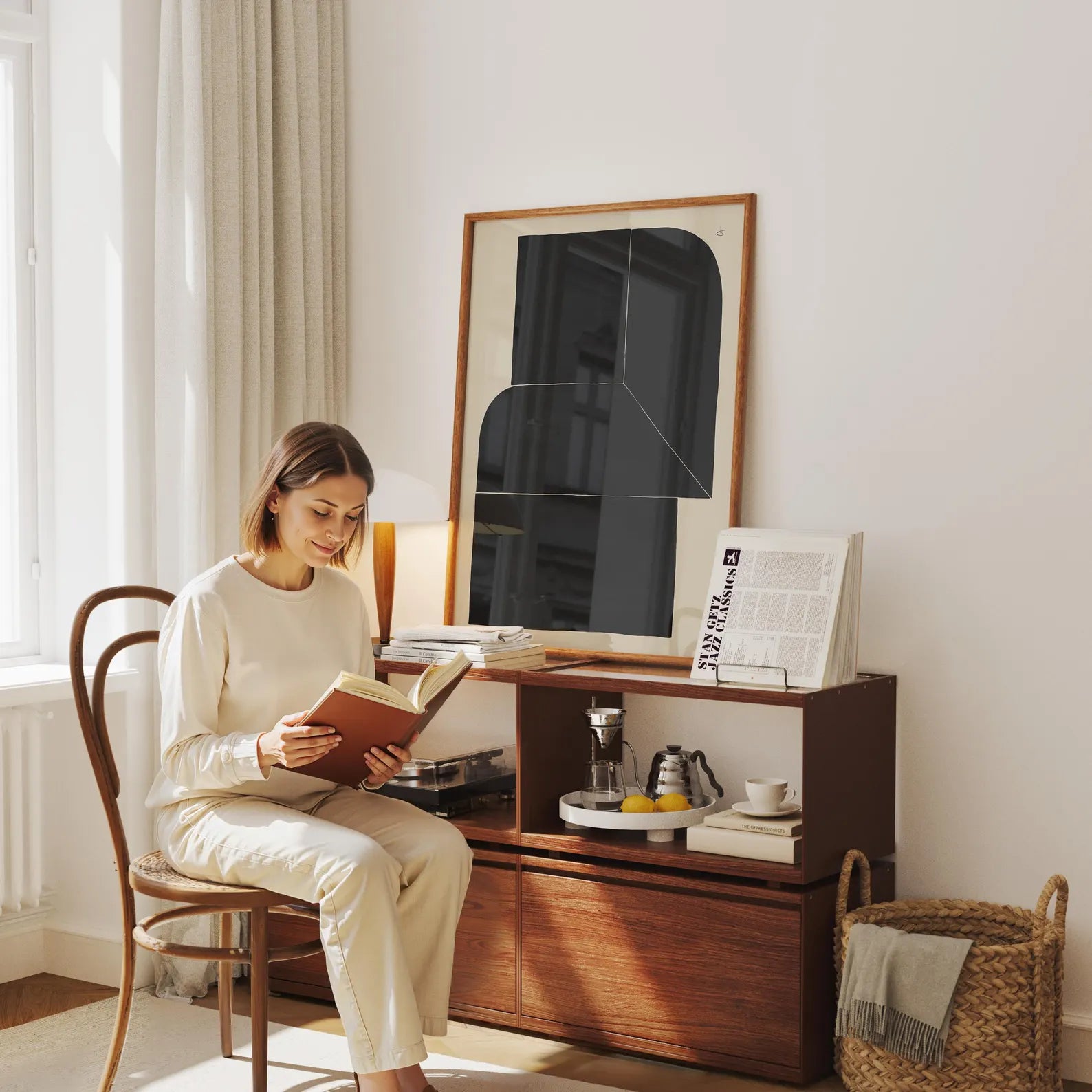 Vertical 3x4 Frame Mockup With Reflection And With Person