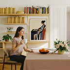 Vertical 3x4 Dining Table Frame Mockup With Person