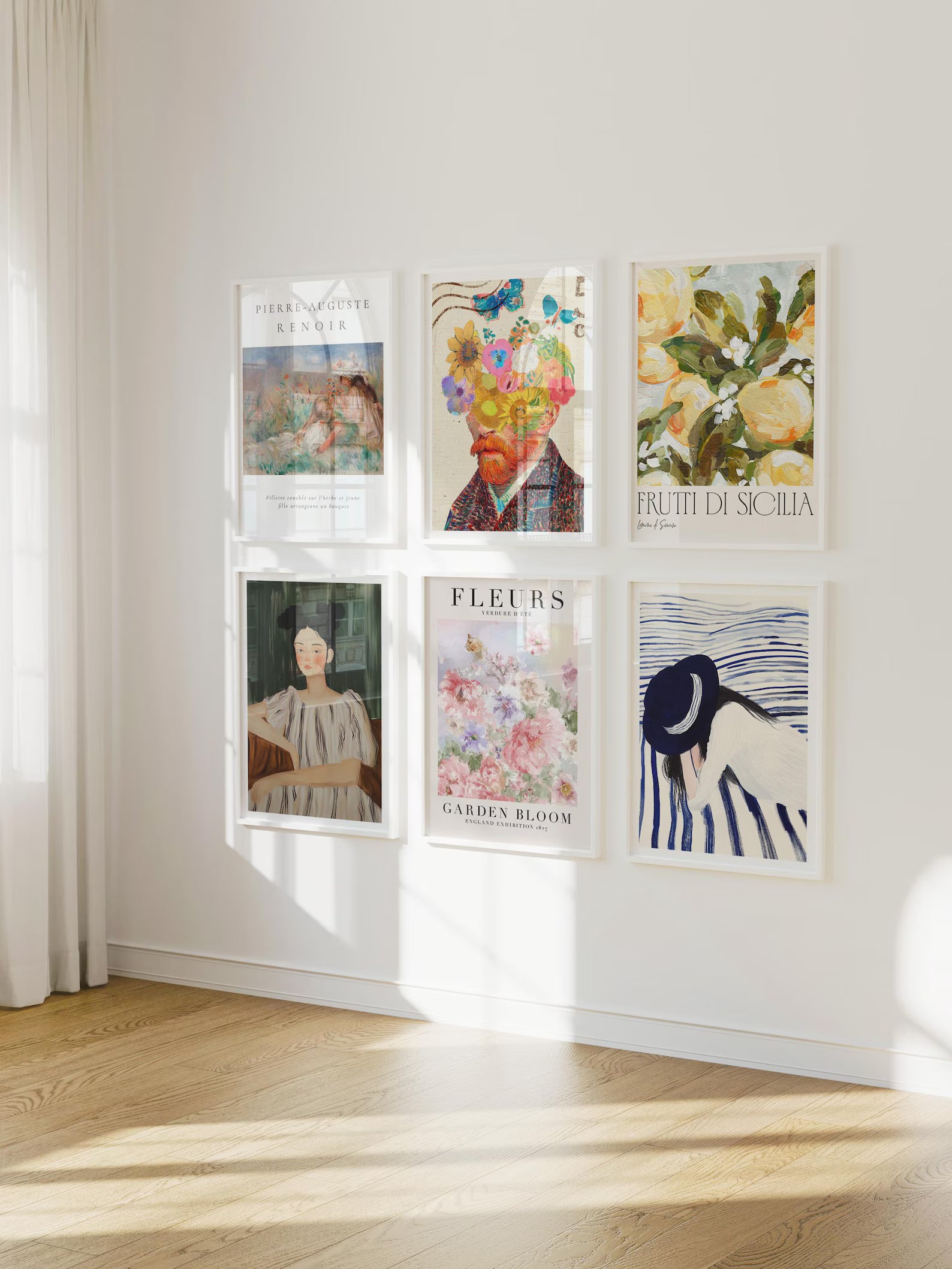 6 Vertical A Series Wall Frames Mockup With Sunlight