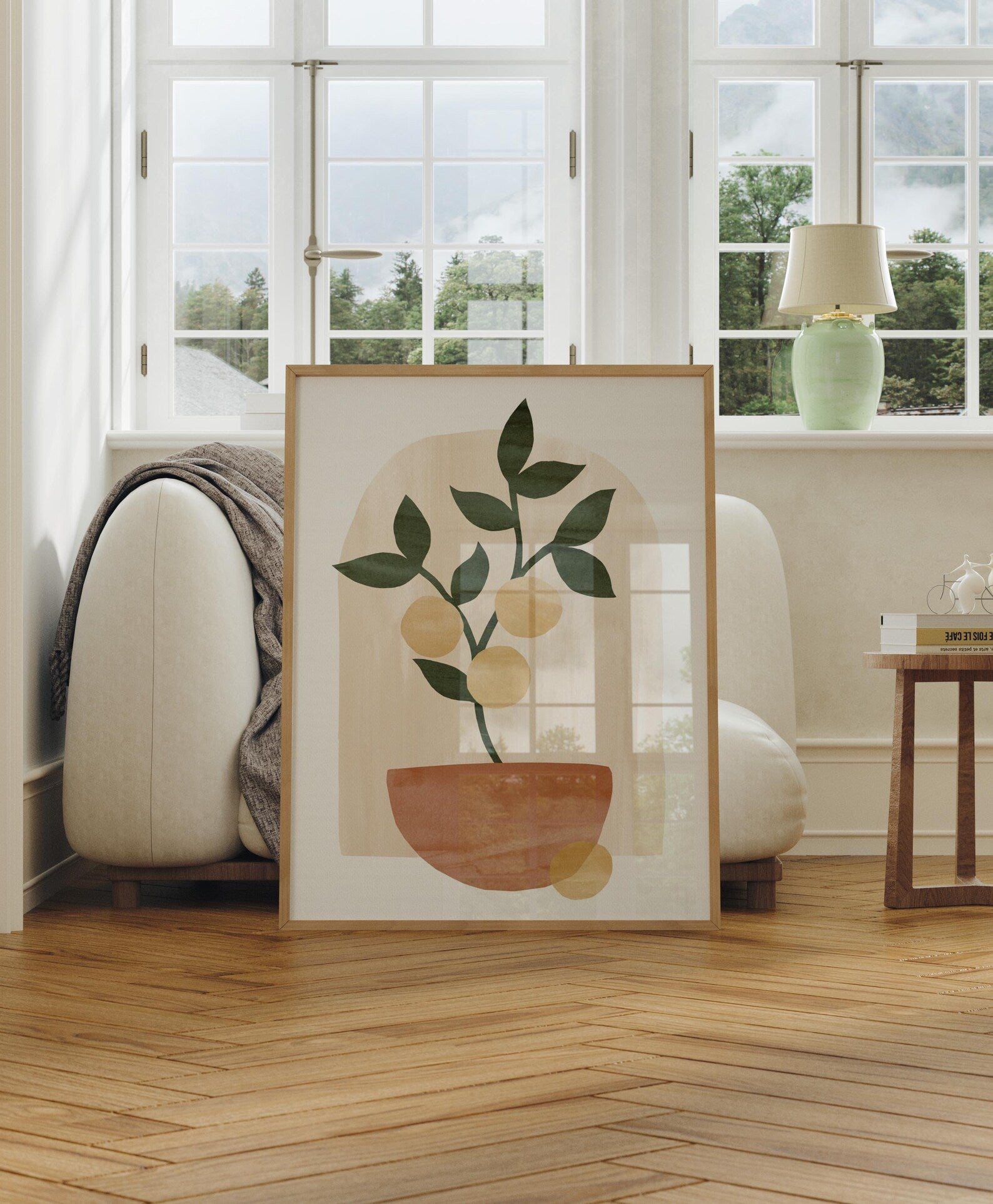 Vertical 3x4 Living Room Frame Mockup With Reflection