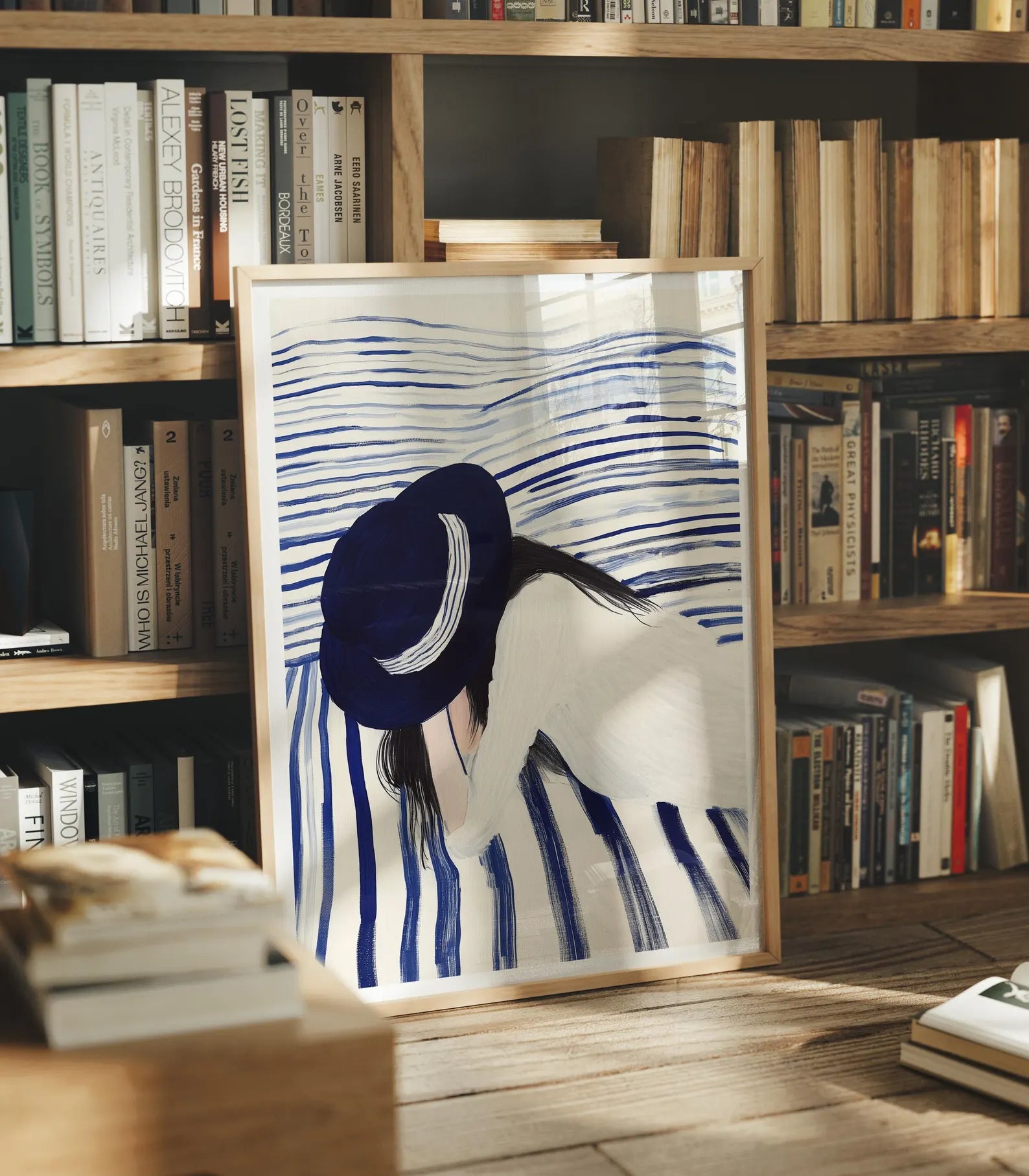 Vertical 3x4 Library Frame Mockup With Reflection