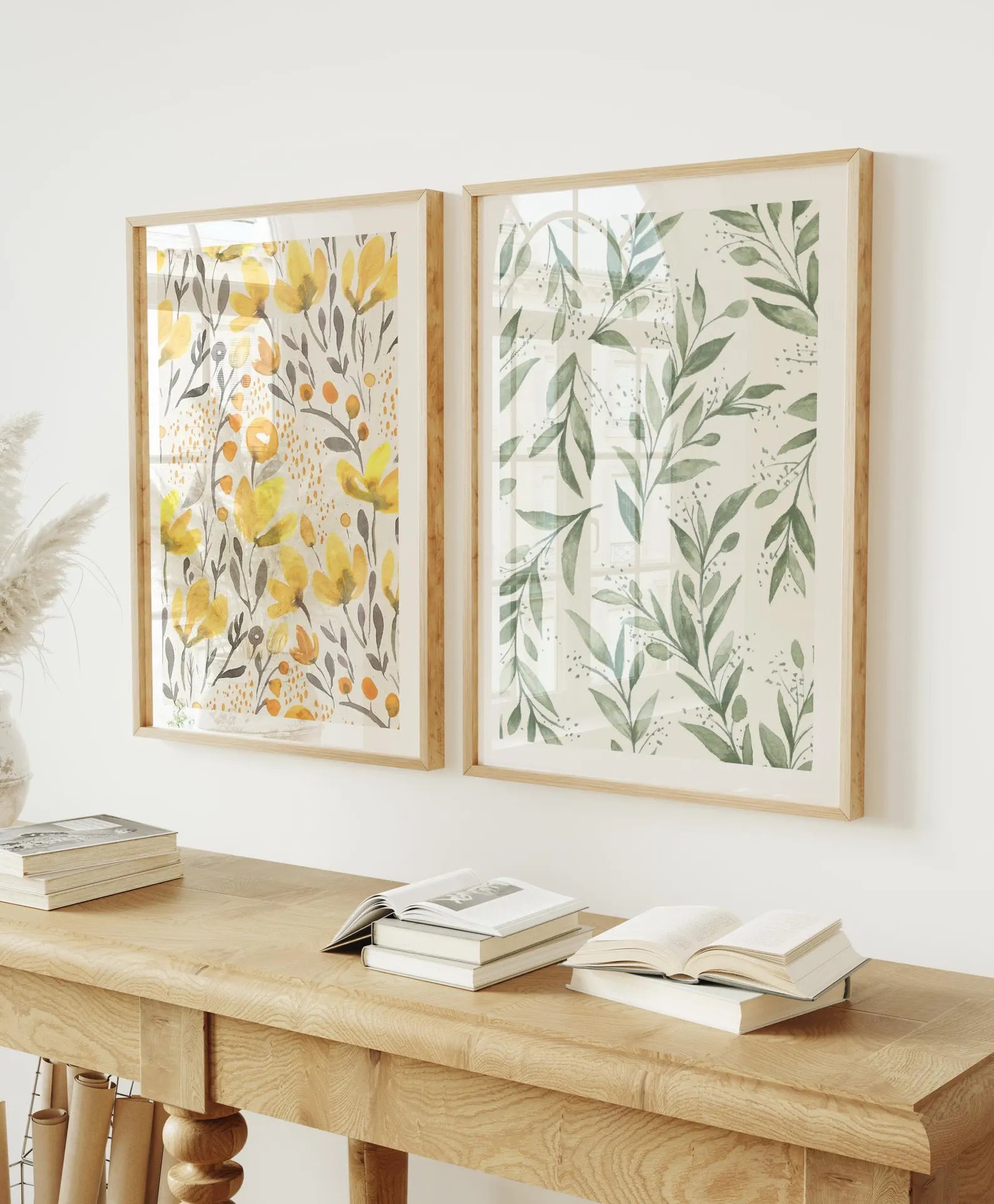 2 Vertical 5x7 Wall Frames Mockup With Reflection