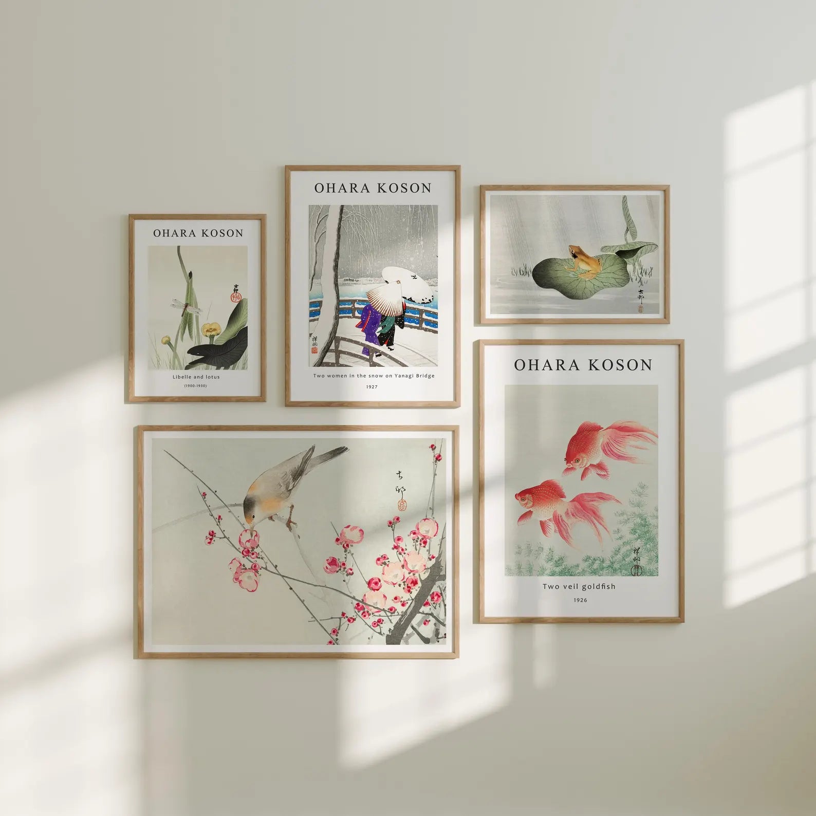 5 Wall 5x7 Frames Mockup With Sunlight