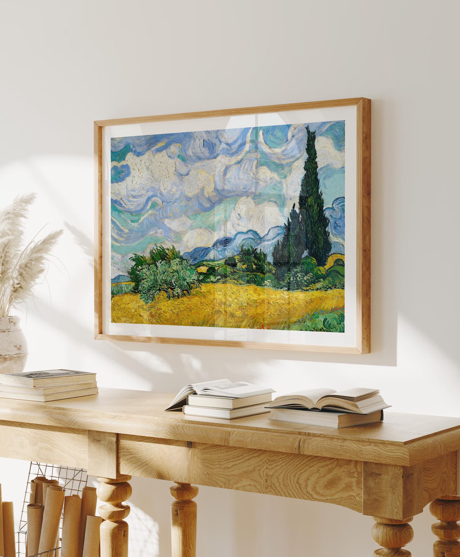 Horizontal 4x3 Wall Frame Mockup With Reflection