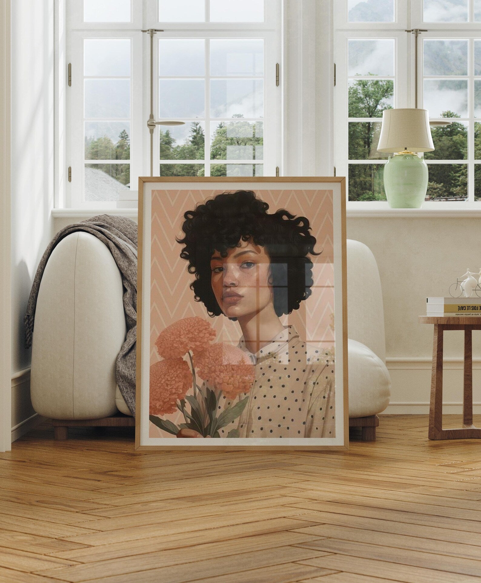 Vertical 3x4 Living Room Frame Mockup With Reflection