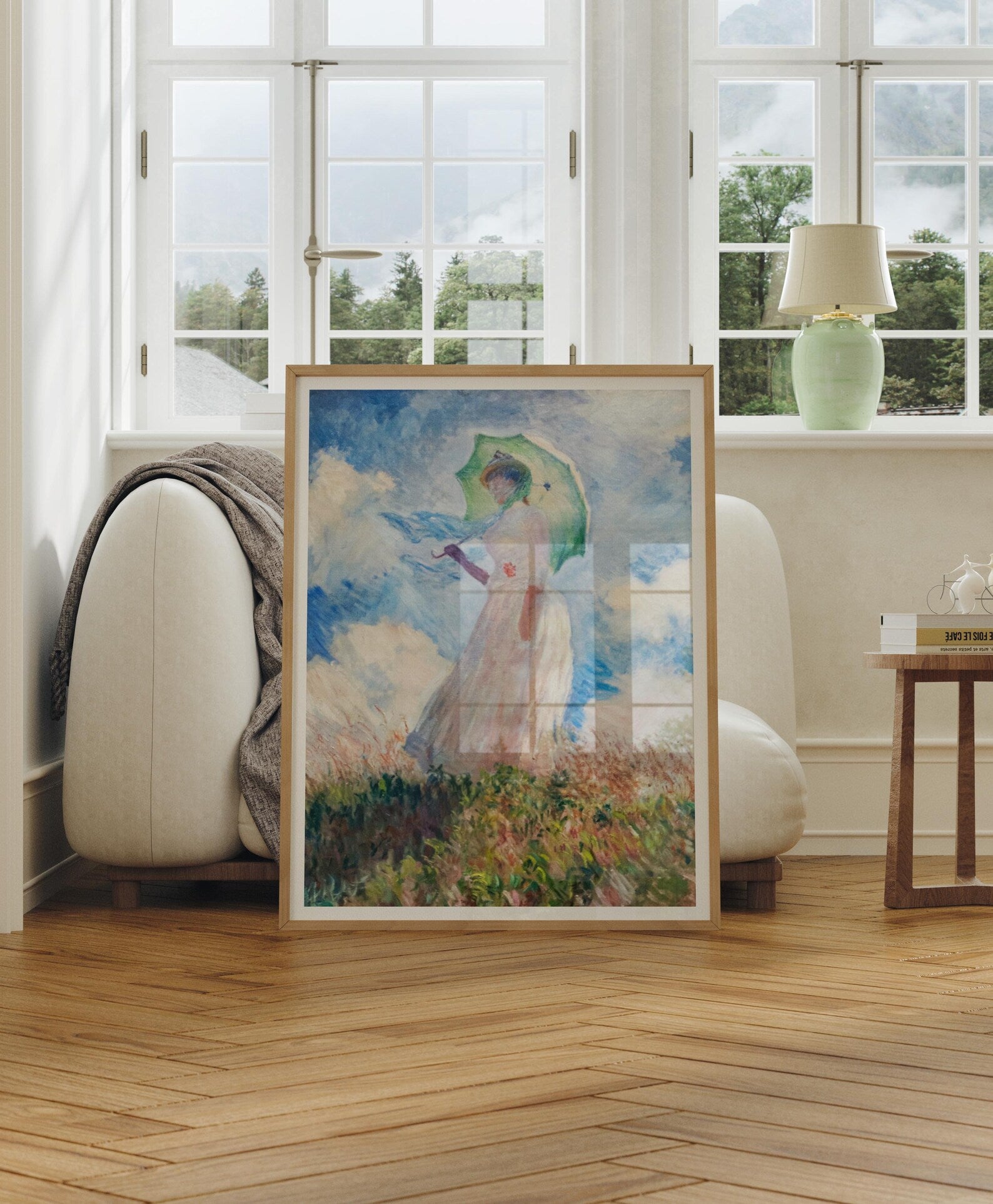 Vertical 3x4 Living Room Frame Mockup With Reflection