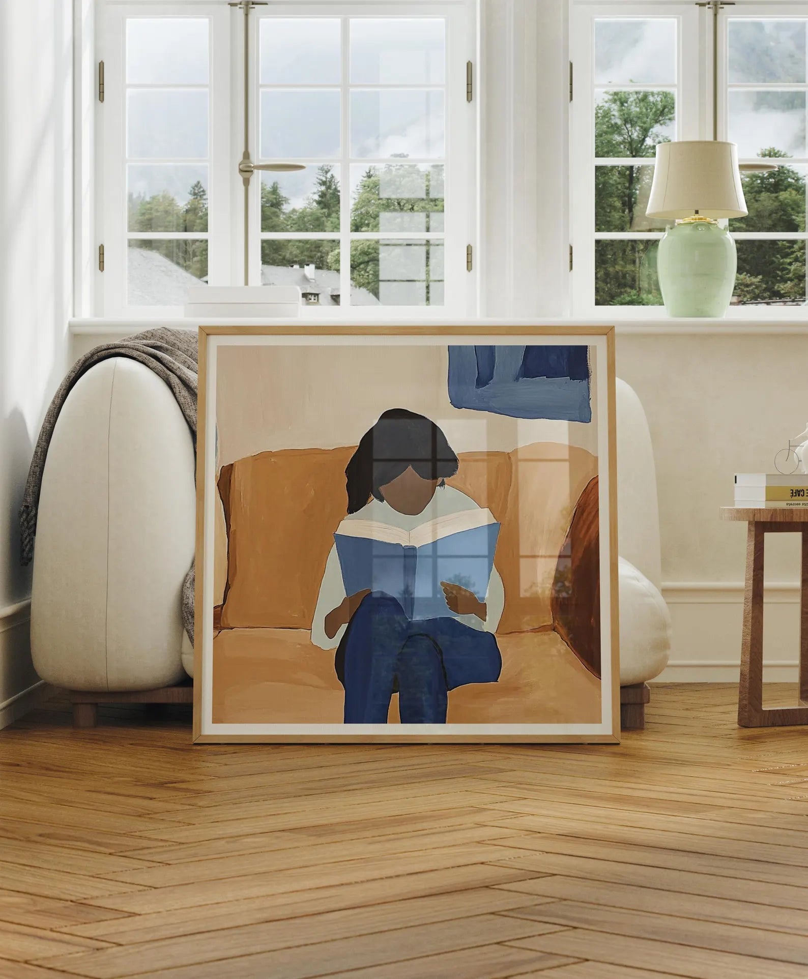 Square Living Room Frame Mockup With Reflection