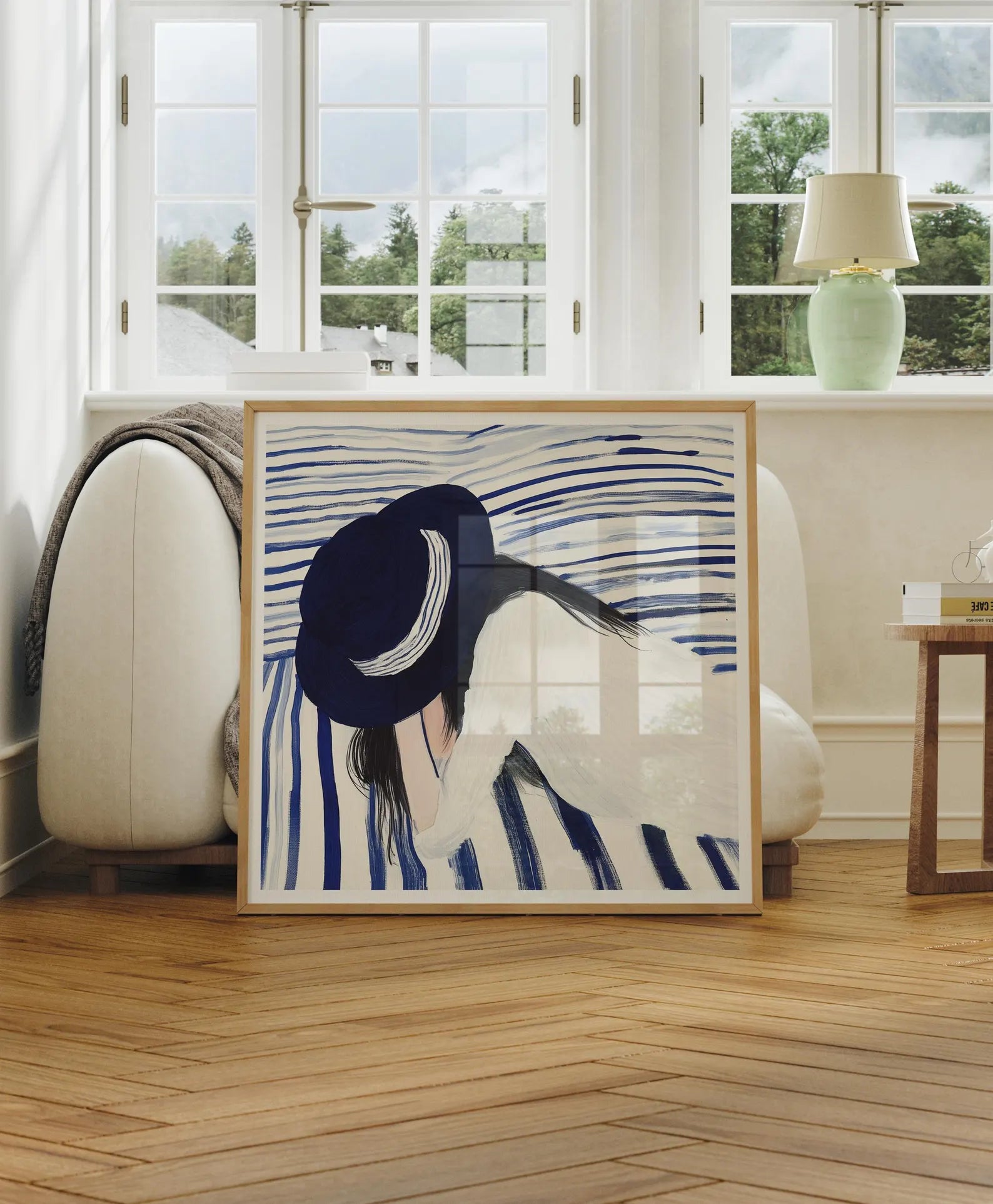 Square Living Room Frame Mockup With Reflection