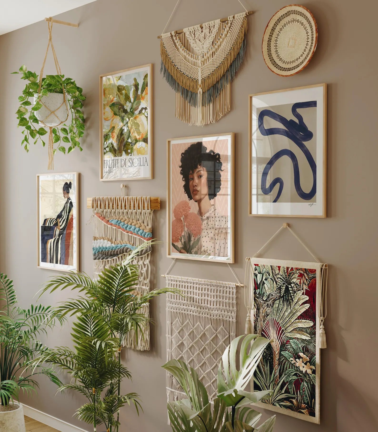 4 Vertical 3x4 Wall Frames Mockup