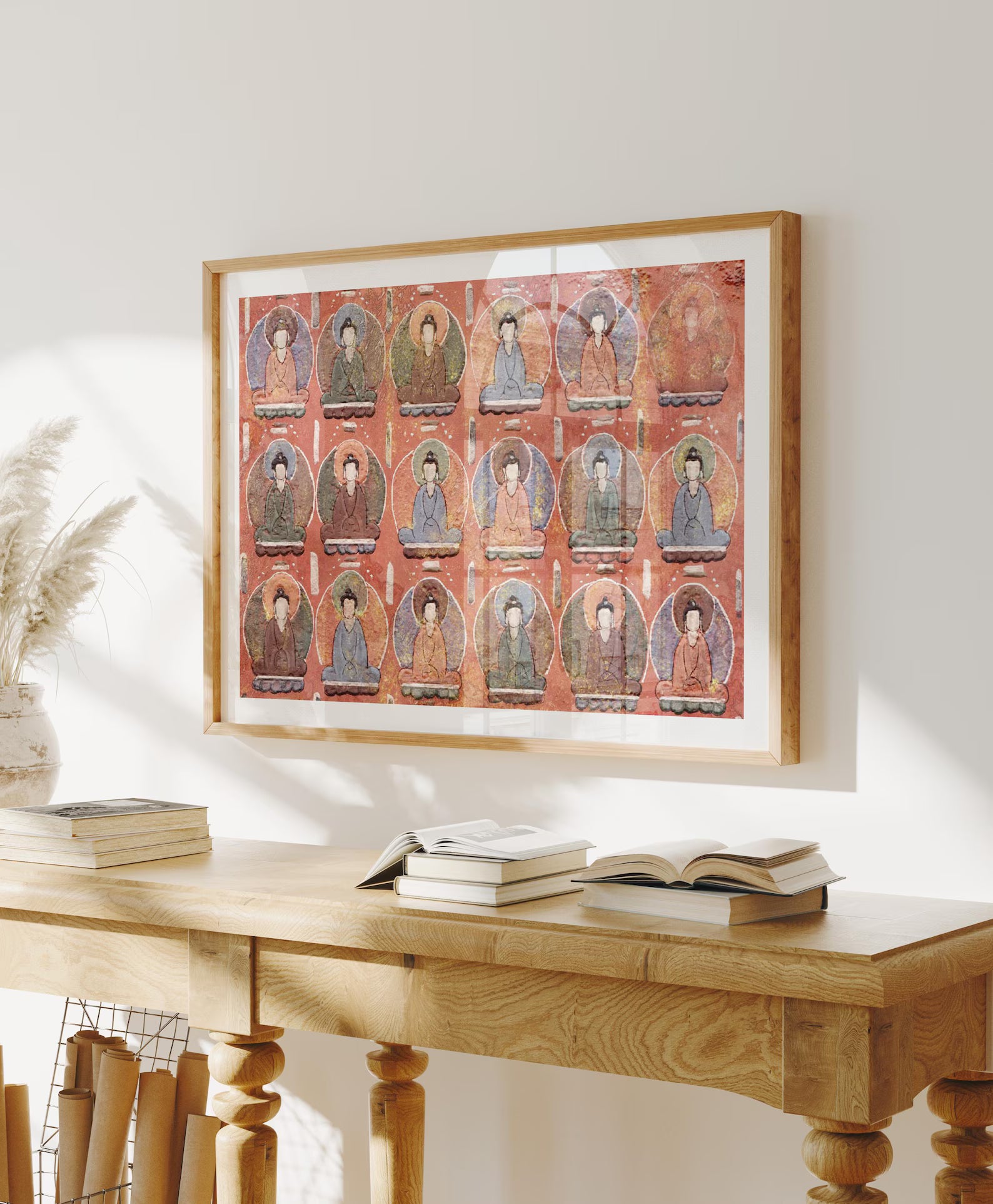 Horizontal 4x3 Wall Frame Mockup With Reflection