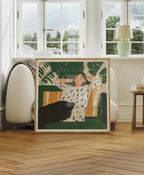 Square Living Room Frame Mockup With Reflection