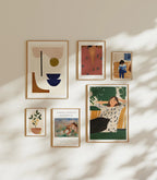 6 Vertical 5x7 Wall Frames Mockup With Sunlight