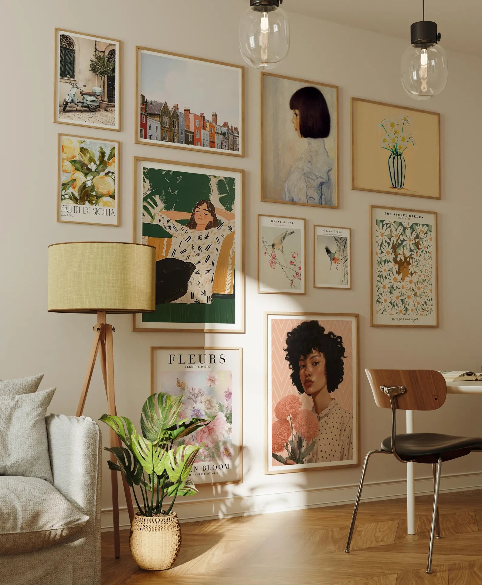 11 Wall Gallery 5x7 Frames Mockup With Sunlight