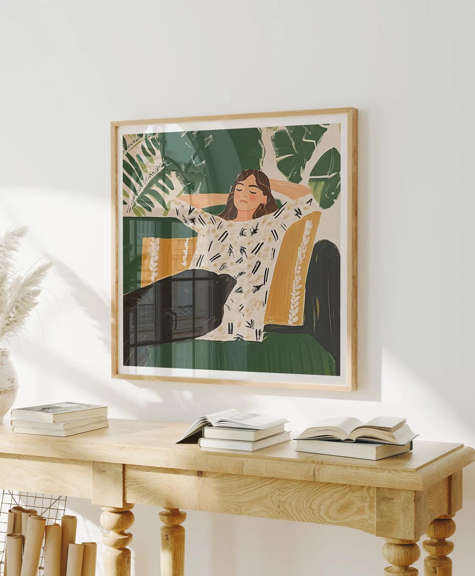 Square Wall Frame Mockup With Reflection