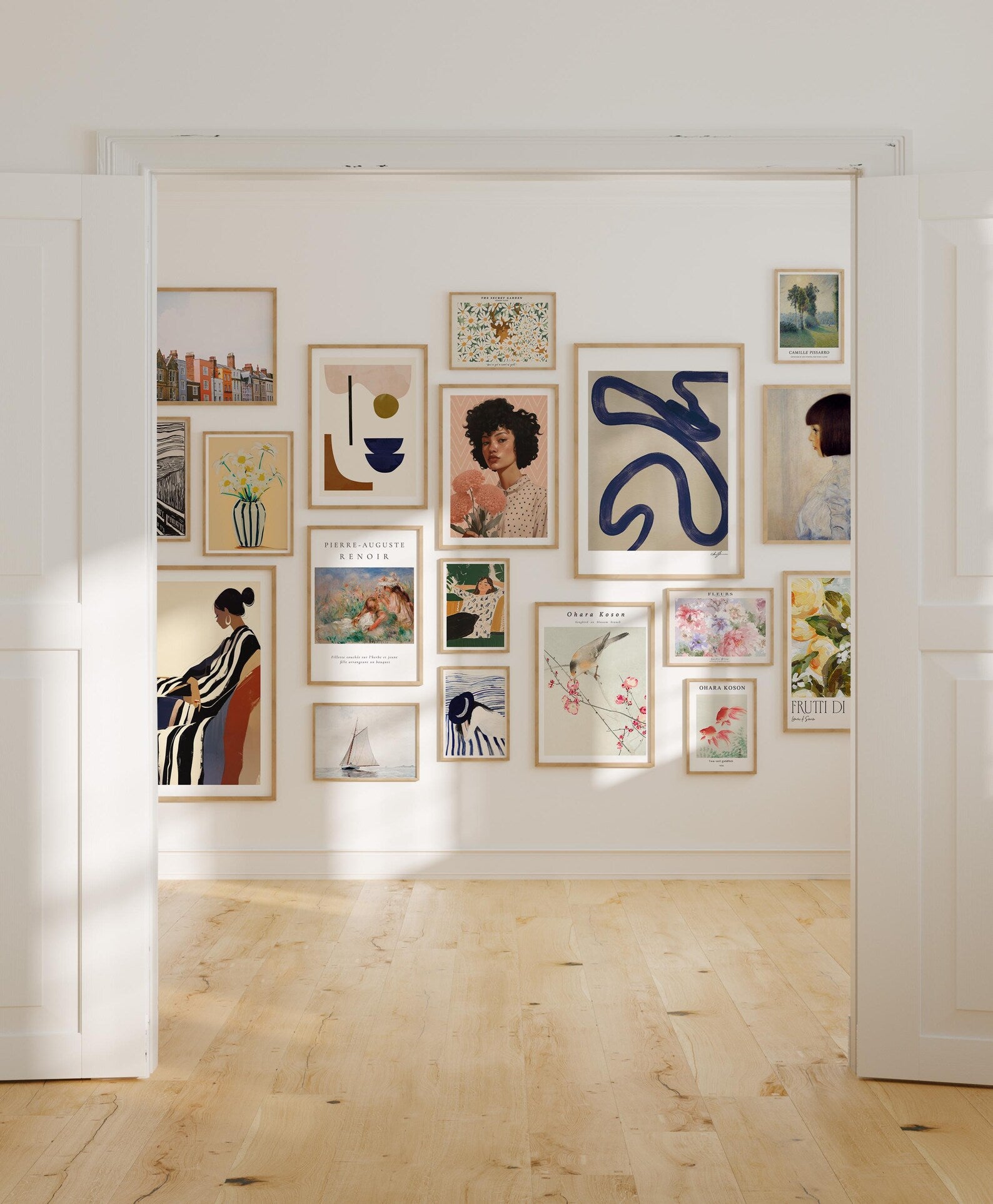 18 Wall Gallery 5x7 Frames Mockup With Sunlight