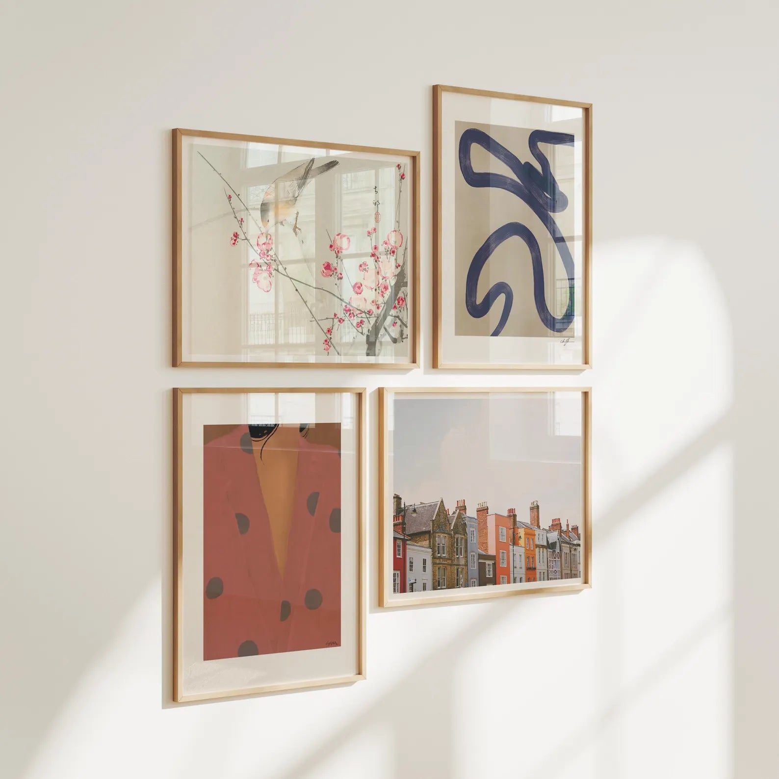 4 Wall Frames 3x4 Mockup With Sunlight Reflection
