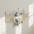 6 Vertical 5x7 Wall Gallery Frames Mockup With Sunlight
