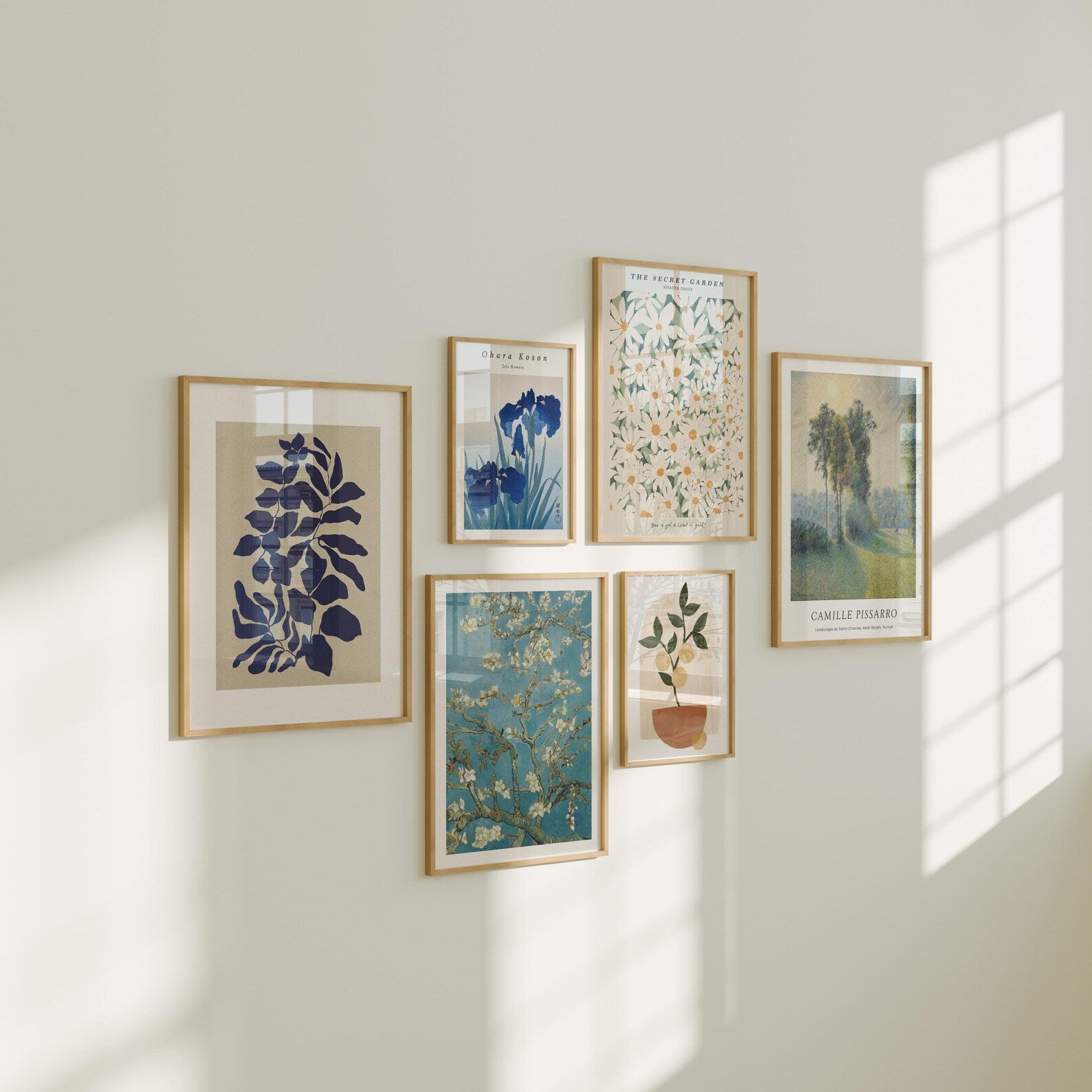 6 Vertical 5x7 Wall Gallery Frames Mockup With Sunlight