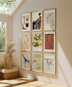 9 Vertical 3x4 Wall Frames Mockup With Sunlight