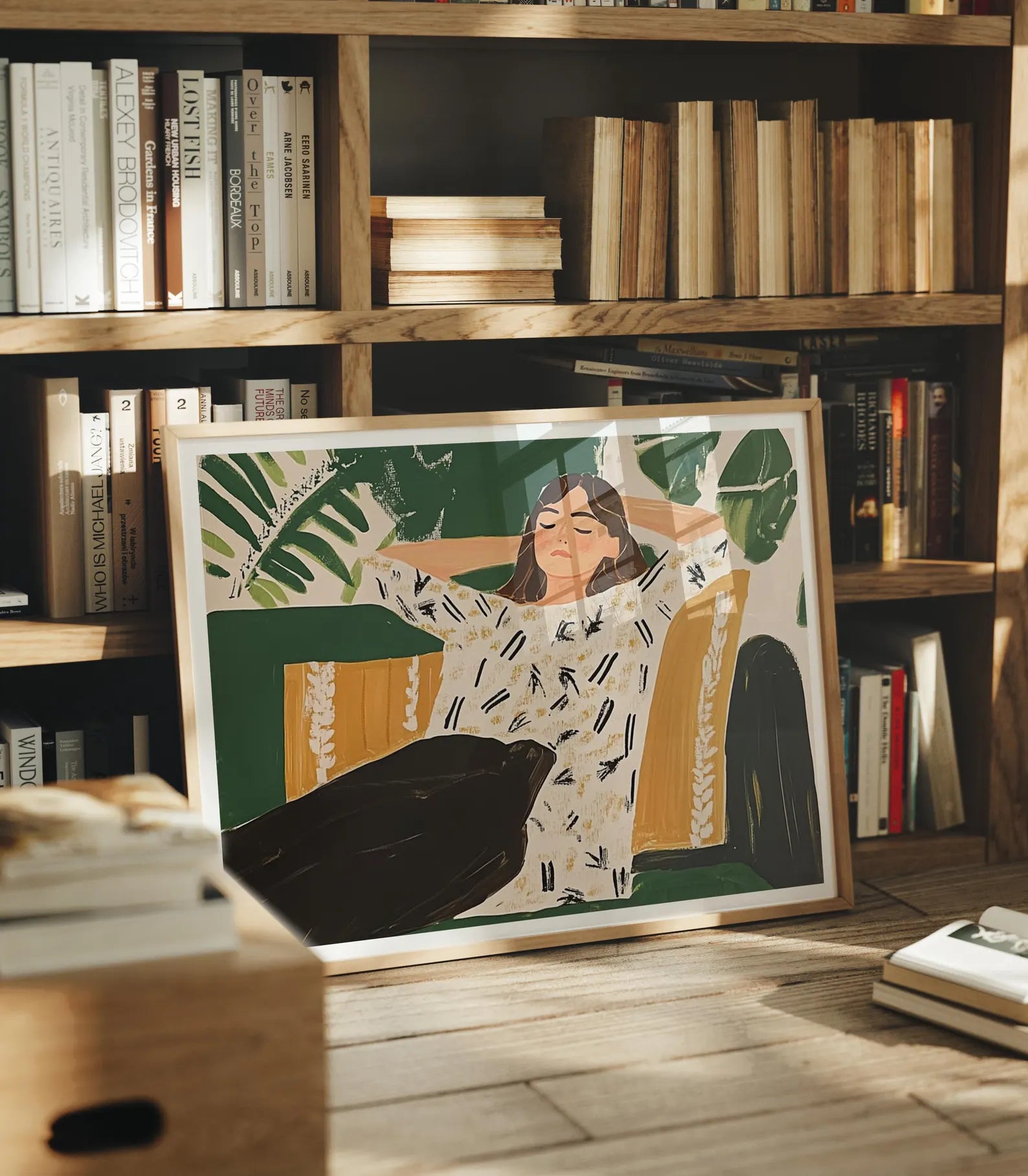 Horizontal Library 4x3 Frame Mockup With Sunlight