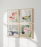 4 Square Wall Frames Mockup With Sunlight