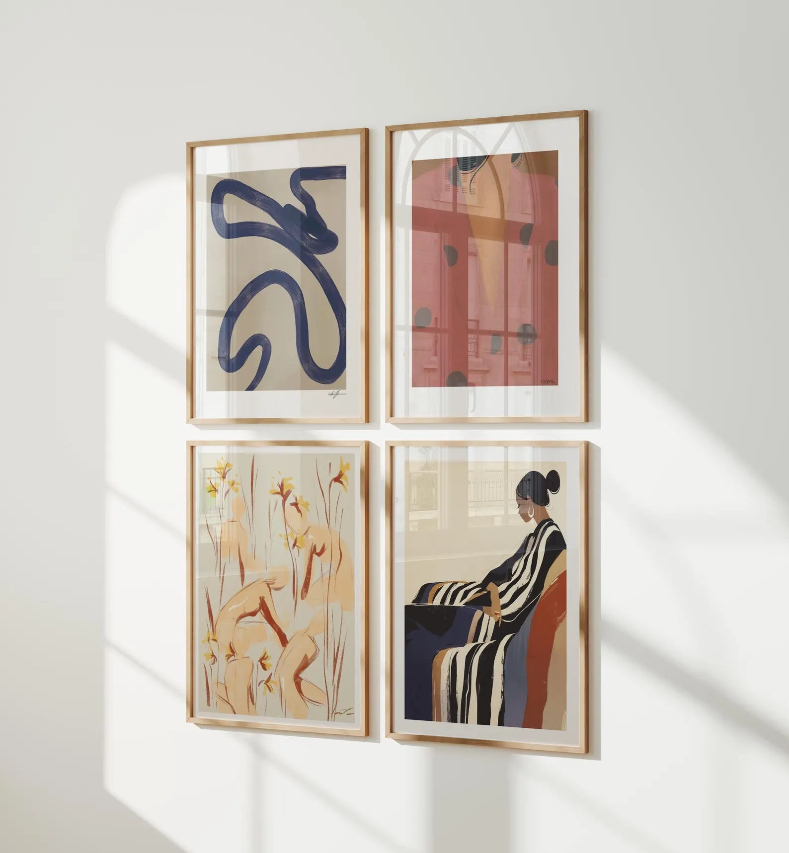 4 Vertical 3x4 Wall Frames Mockup With Sunlight