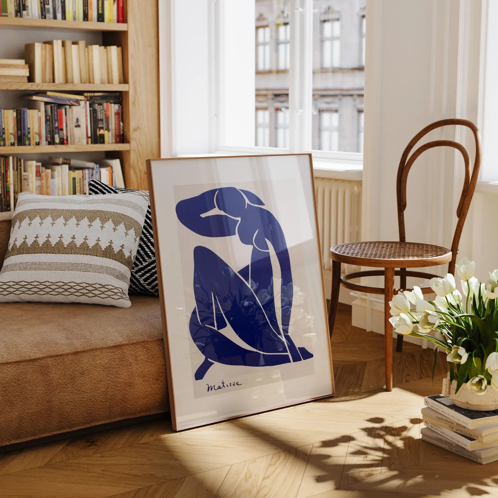 Vertical 3x4 Living Room Frame Mockup With Reflection