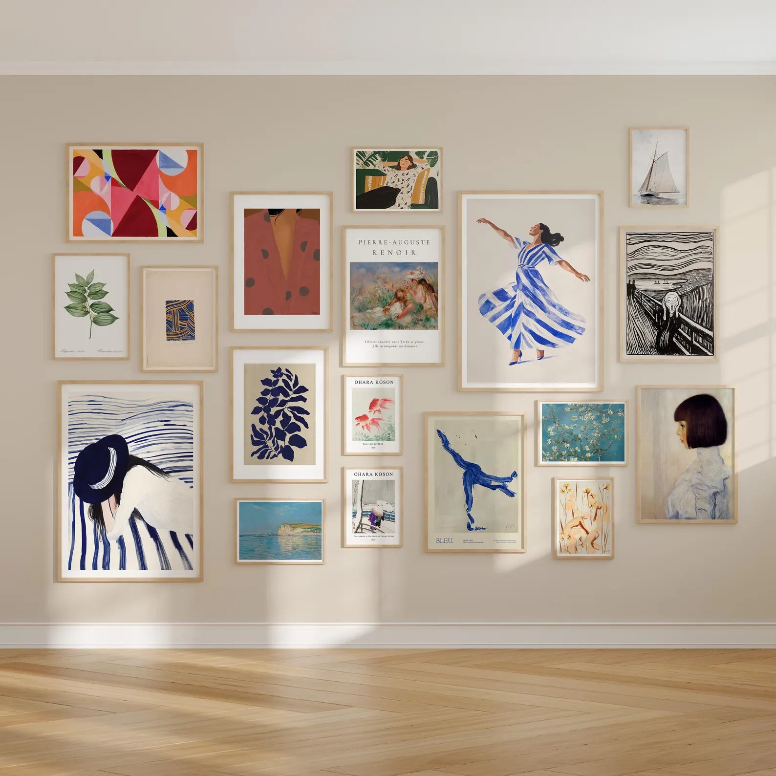 18 Wall Gallery 5x7 Frames Mockup With Sunlight