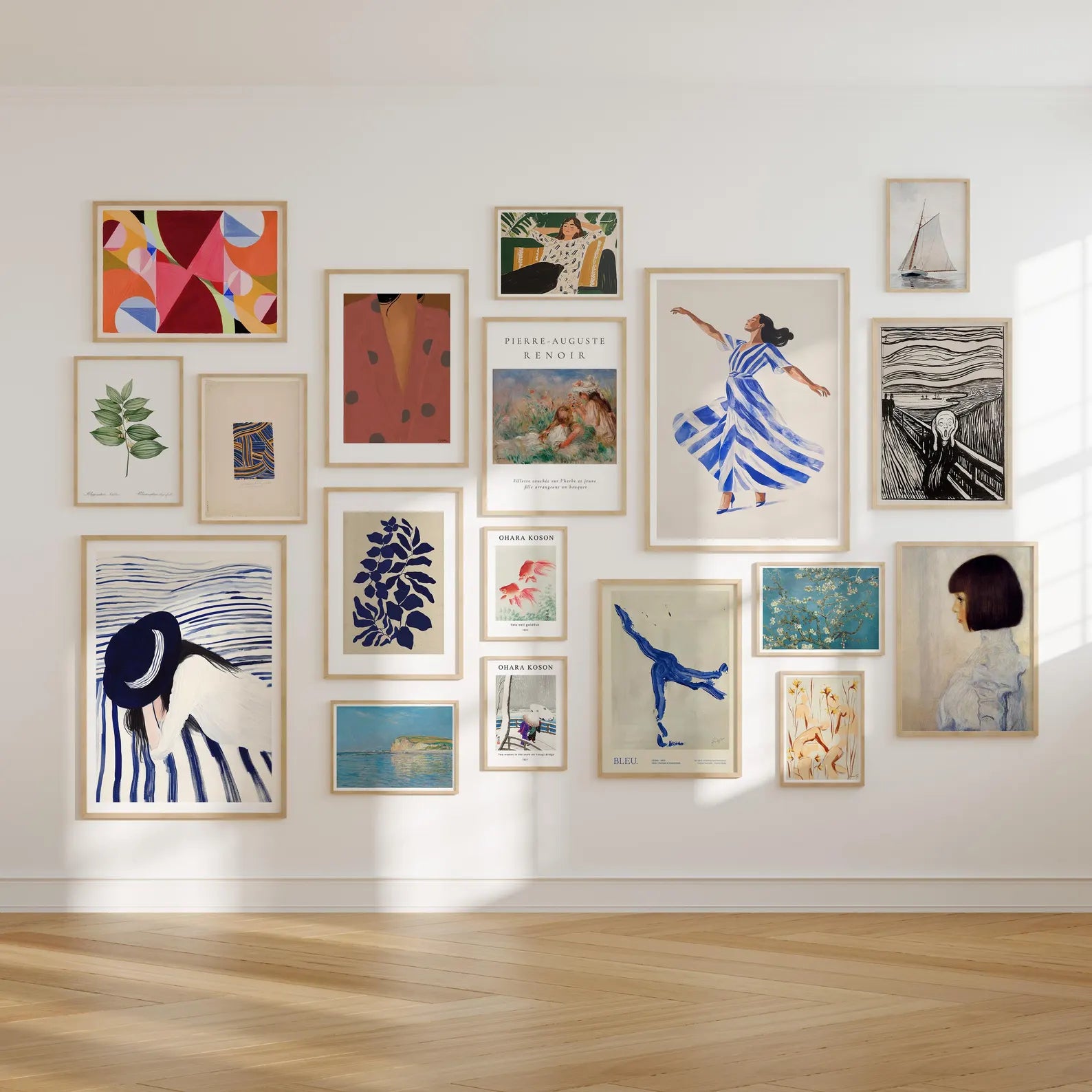 18 Wall Gallery 5x7 Frames Mockup With Sunlight