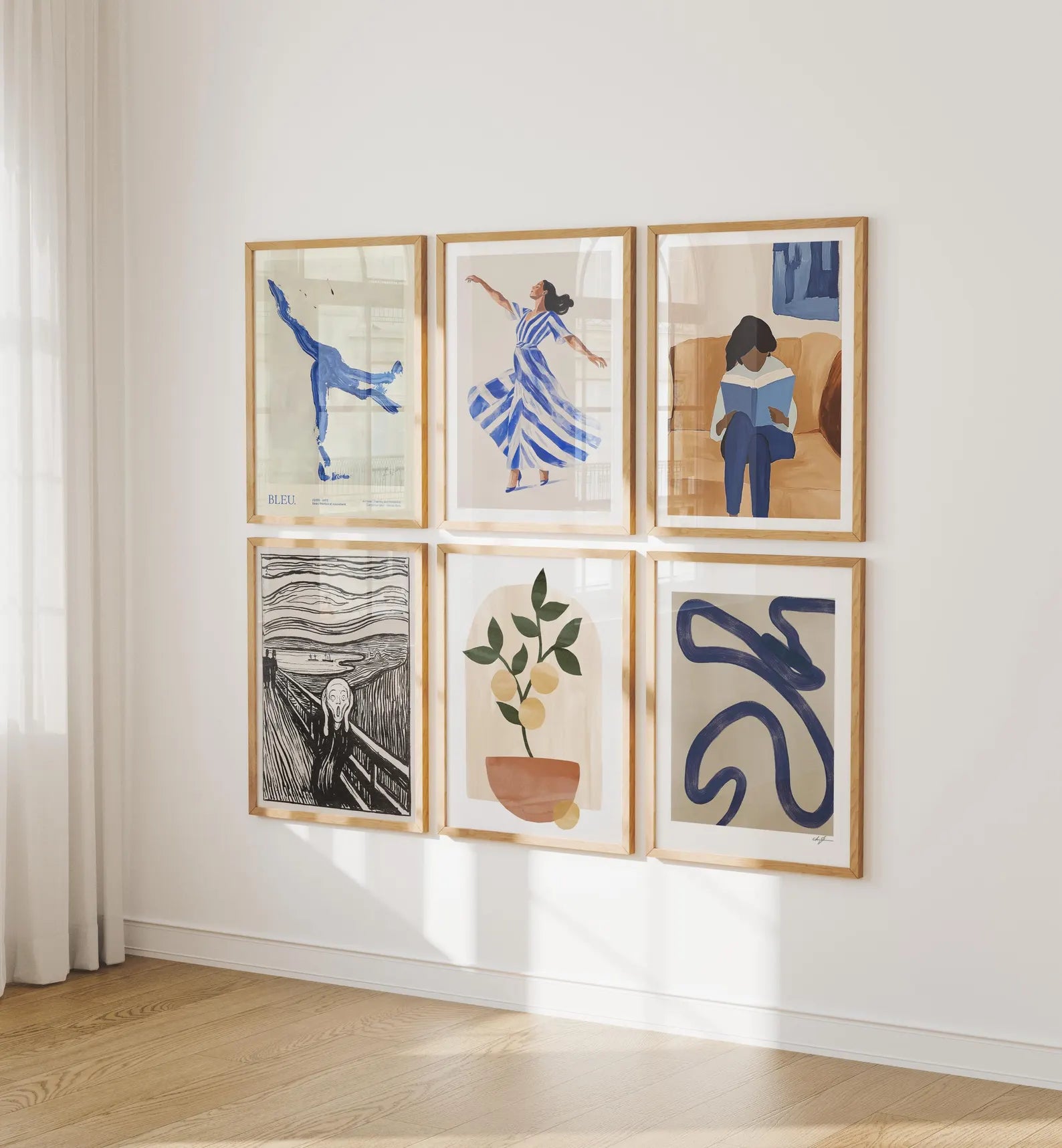 6 Vertical 3x4 Wall Frames Mockup With Sunlight