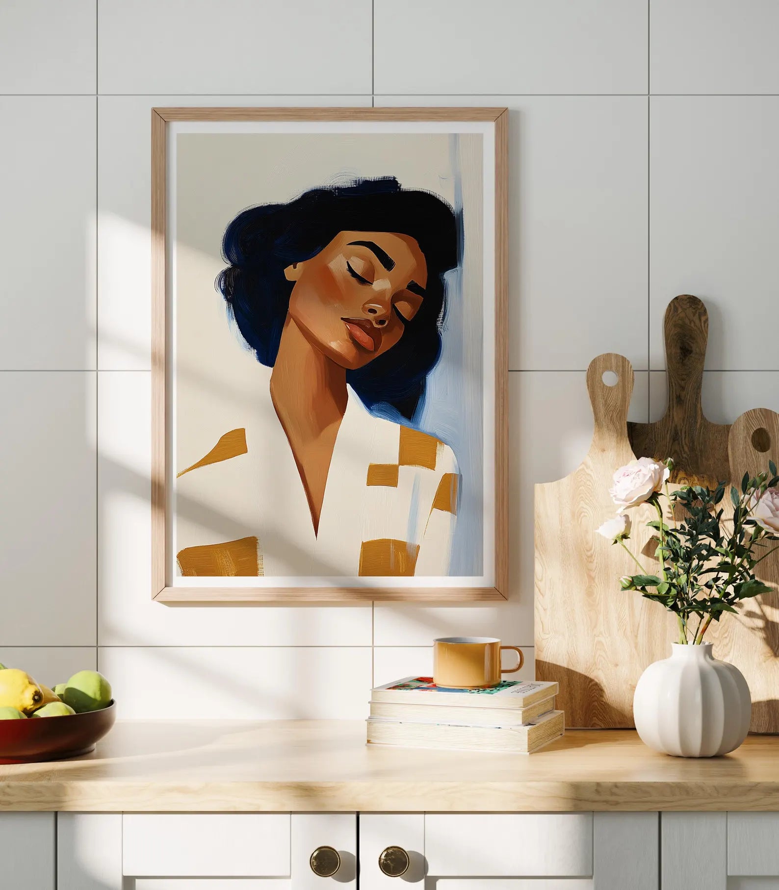 Vertical A Series Kitchen Wall Frame Mockup With Sunlight