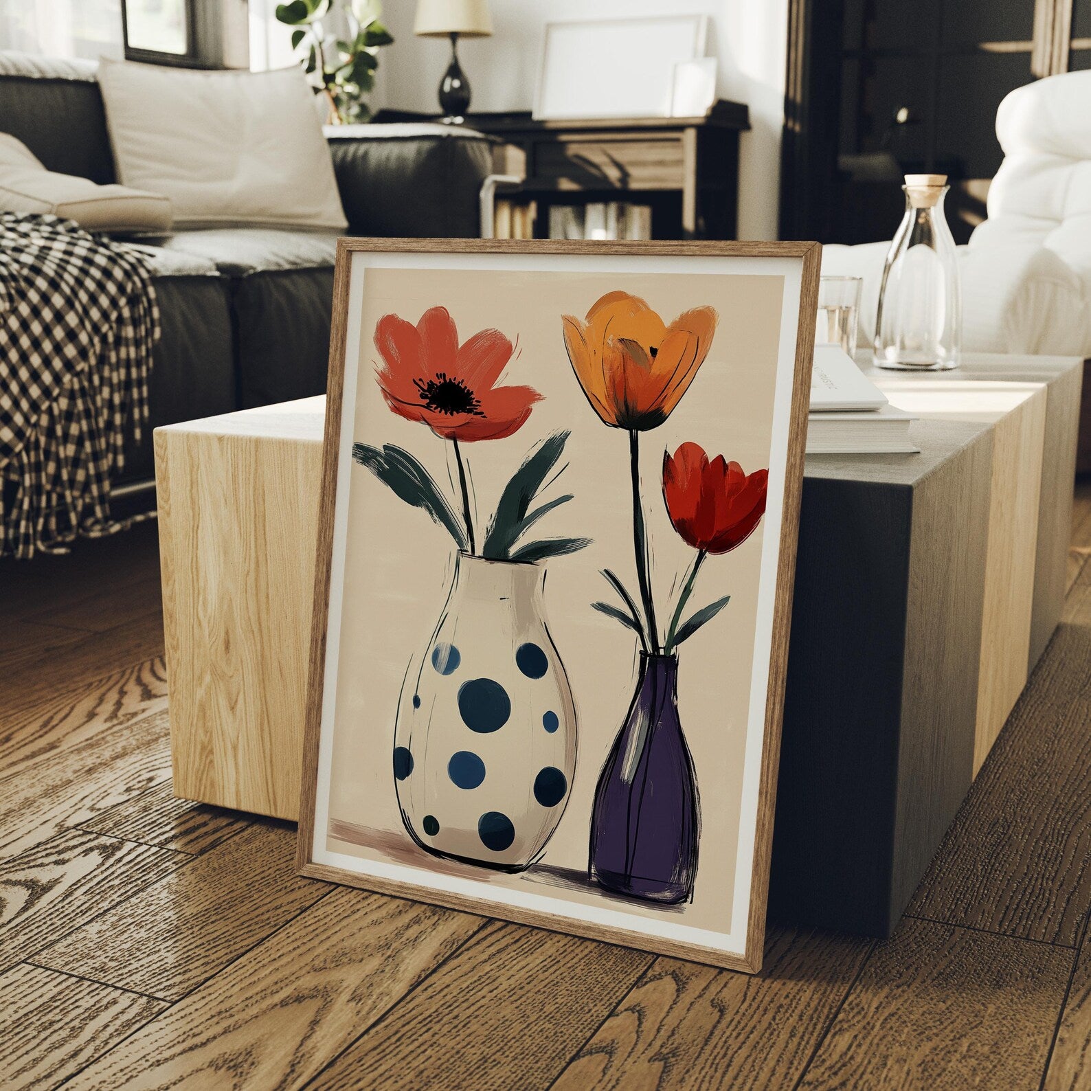 Vertical 3x4 Living Room Frame Mockup