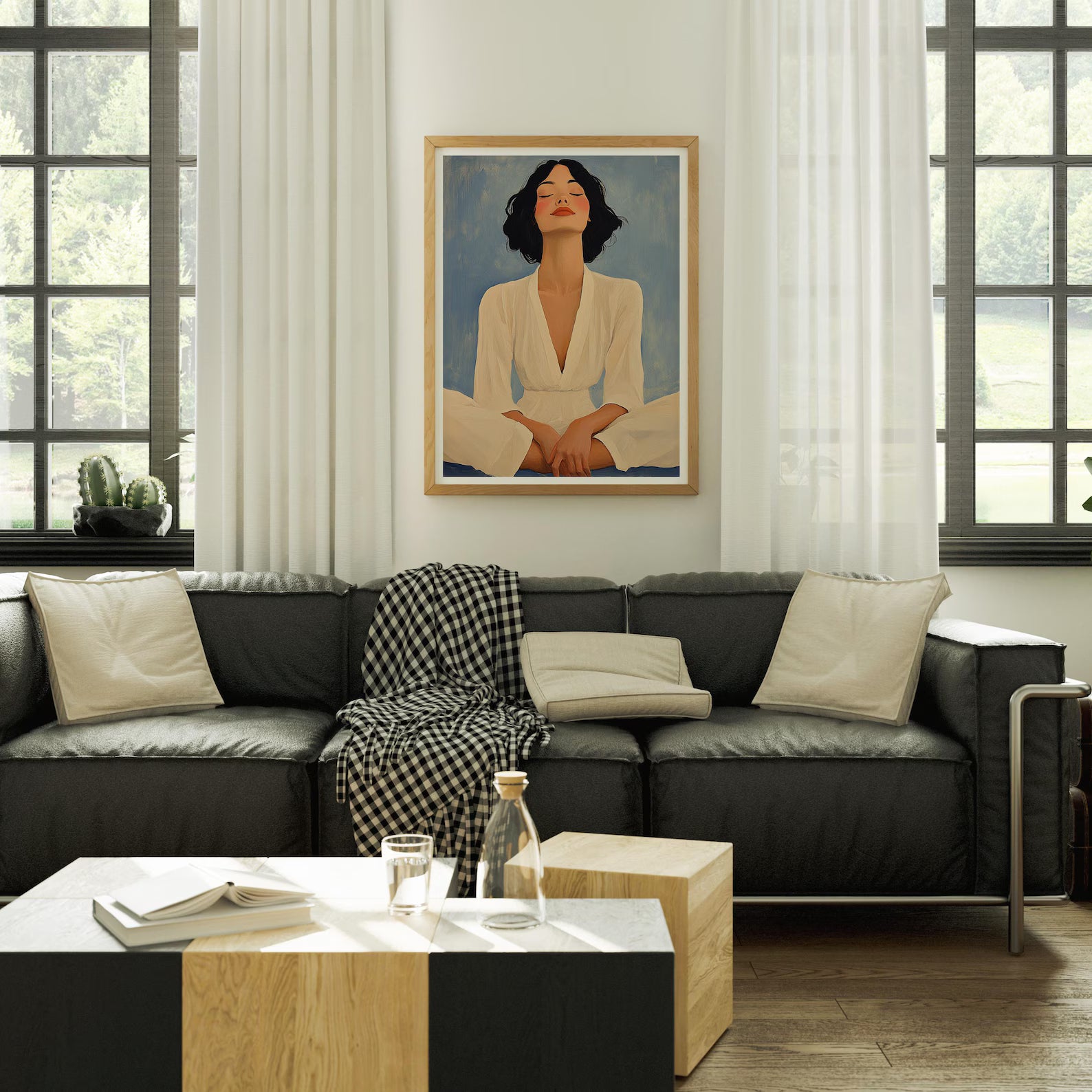 Vertical 3x4 Living Room Wall Frame Mockup