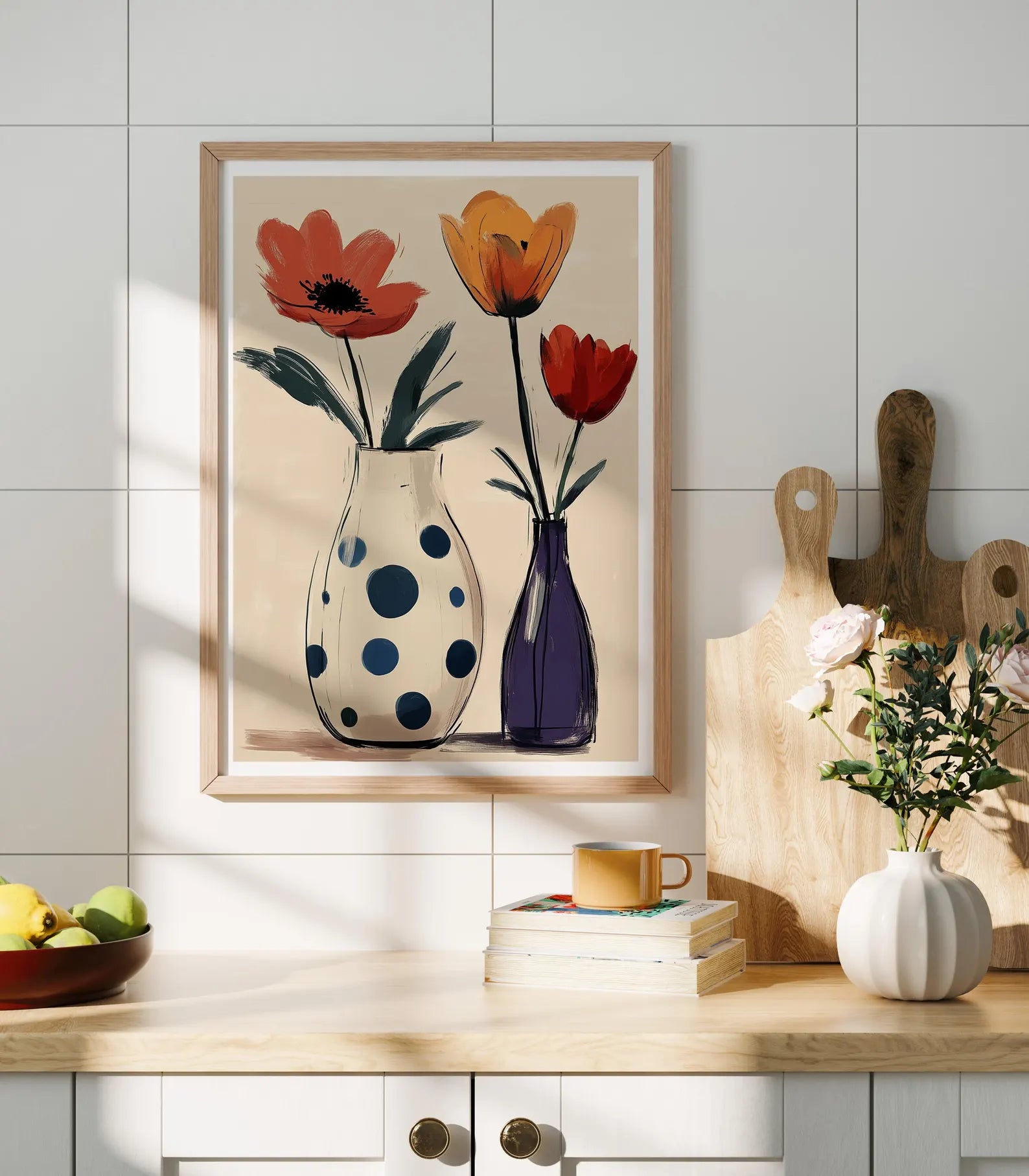 Vertical A Series Kitchen Wall Frame Mockup With Sunlight