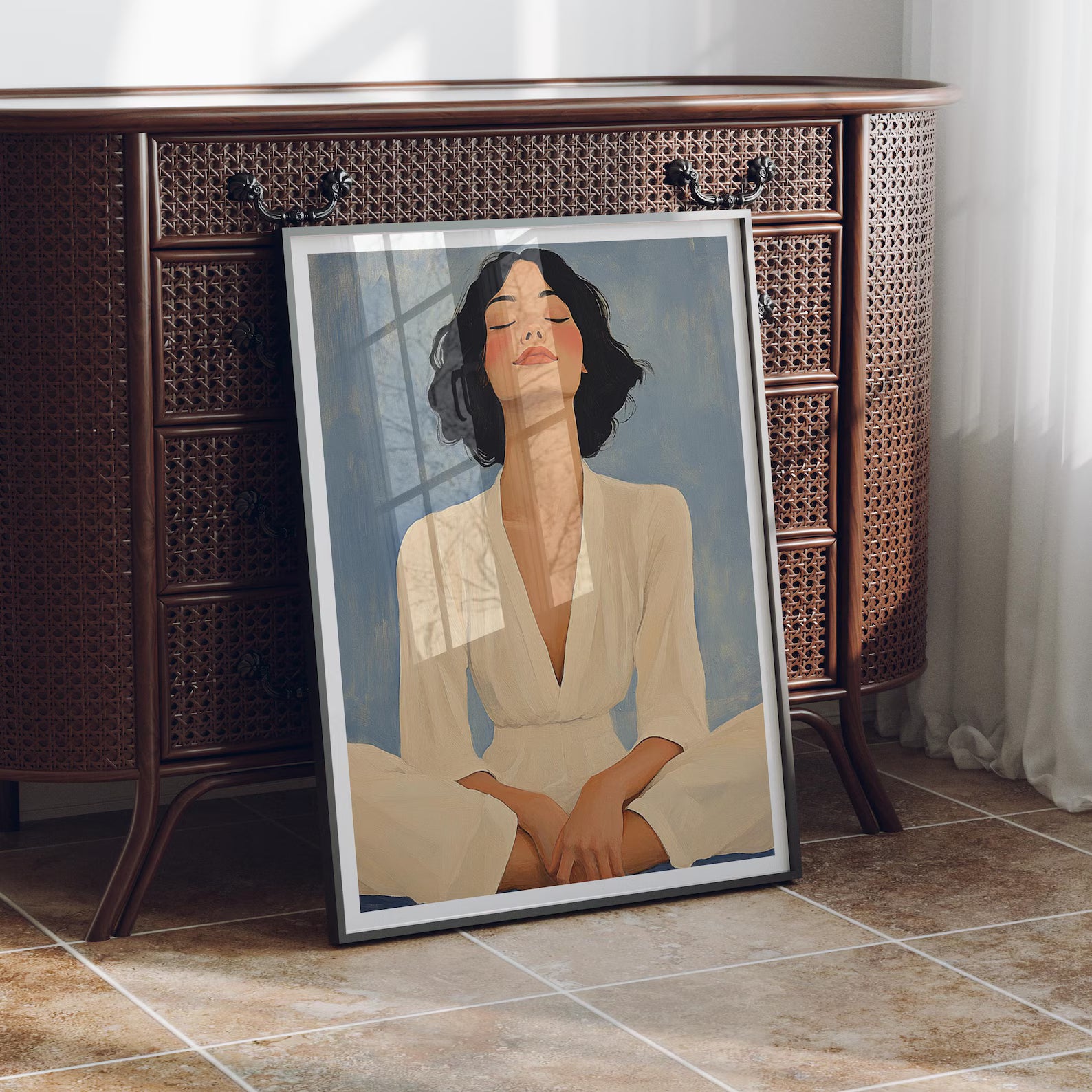 Vertical 3x4 Frame Mockup With Reflection