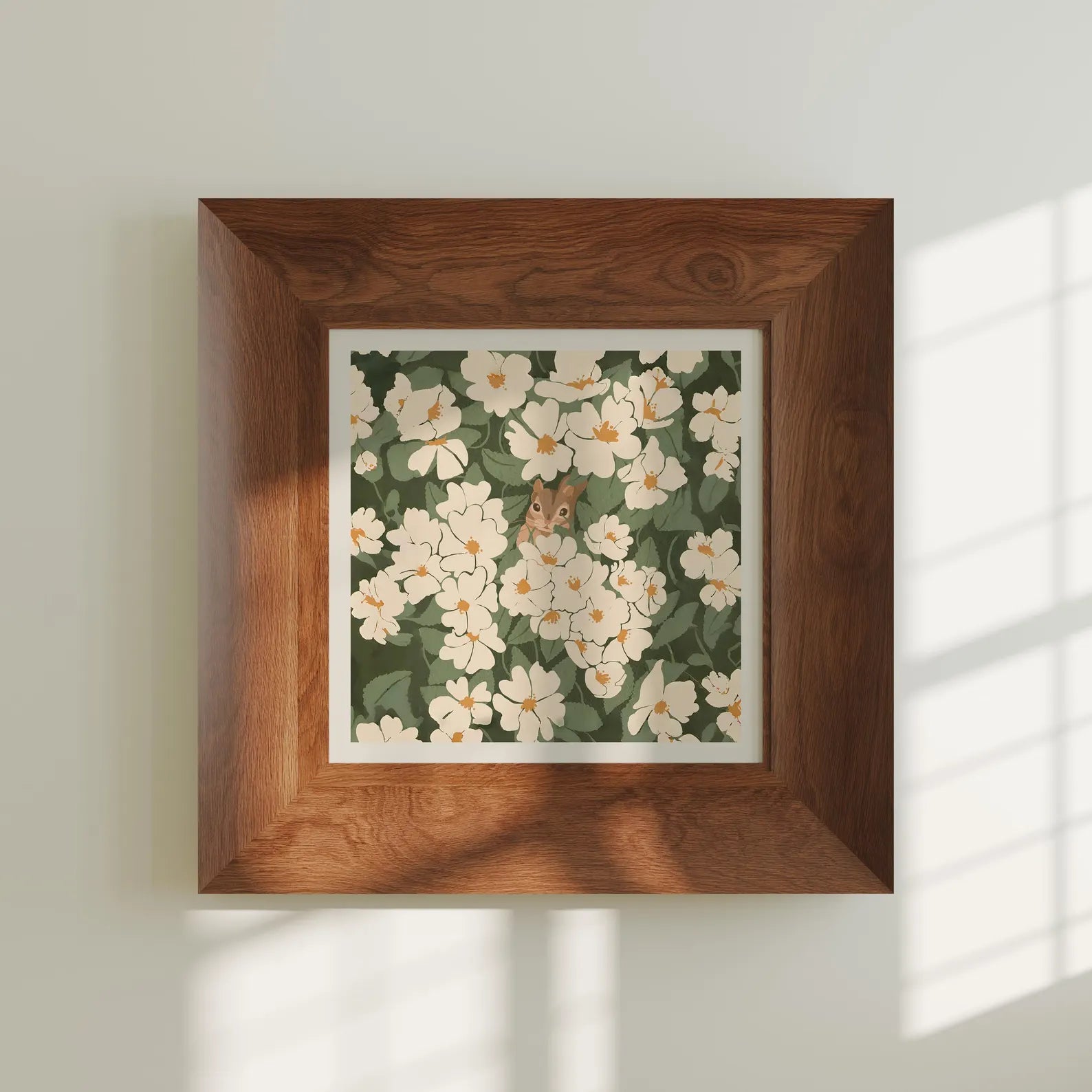 Square Wall Frame Mockup With Sunlight