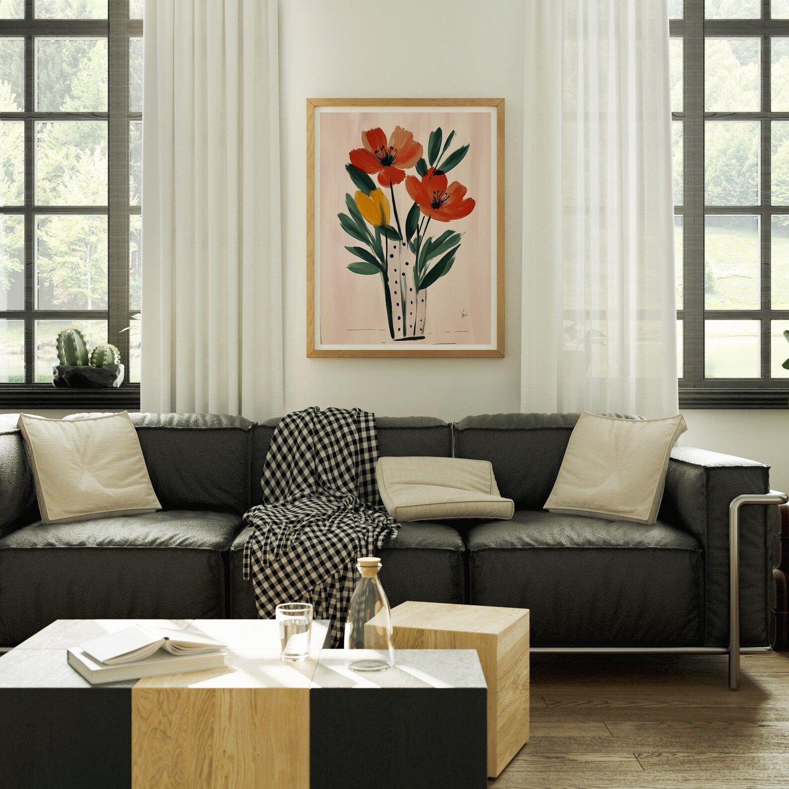 Vertical 3x4 Living Room Wall Frame Mockup