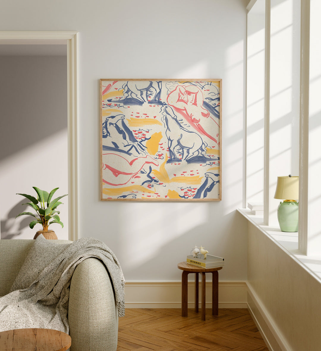 Square Living Room Frame Mockup With Sunlight